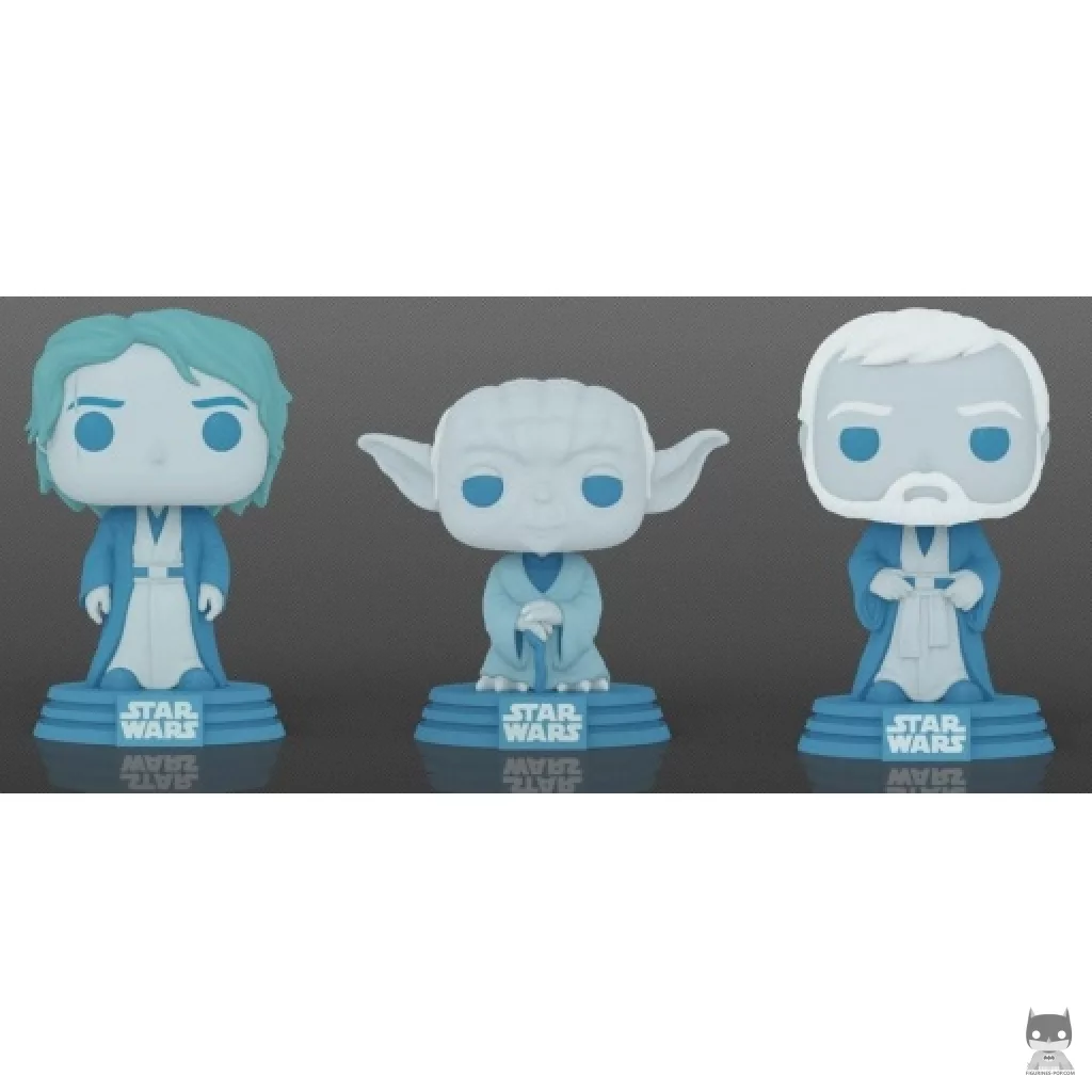 Figurine Funko POP Fantômes de la Force : Anakin Skywalker, Yoda & Obi- Wan Kenobi (Endor) (Glow in the Dark) (Star Wars : Episode IV, Un nouvel espoir)