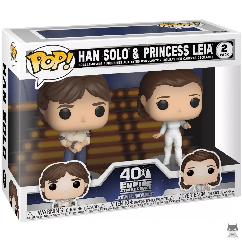 Figurine Funko POP Han Solo & Princesse Leia avec boîte