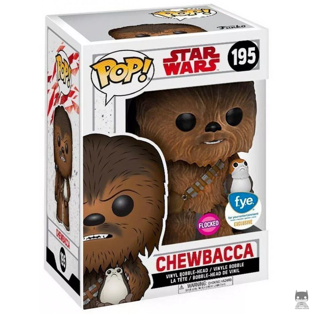 Figurine Funko POP Chewbacca avec Porgs (Flocked) avec boîte