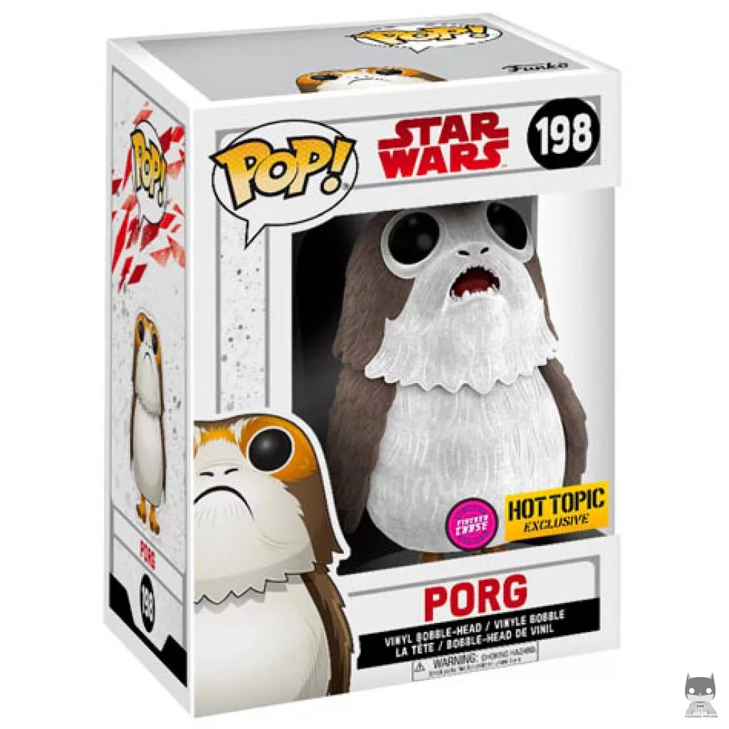 Figurine Funko POP Porg Bouche Ouverte (Chase & Flocked) avec boîte