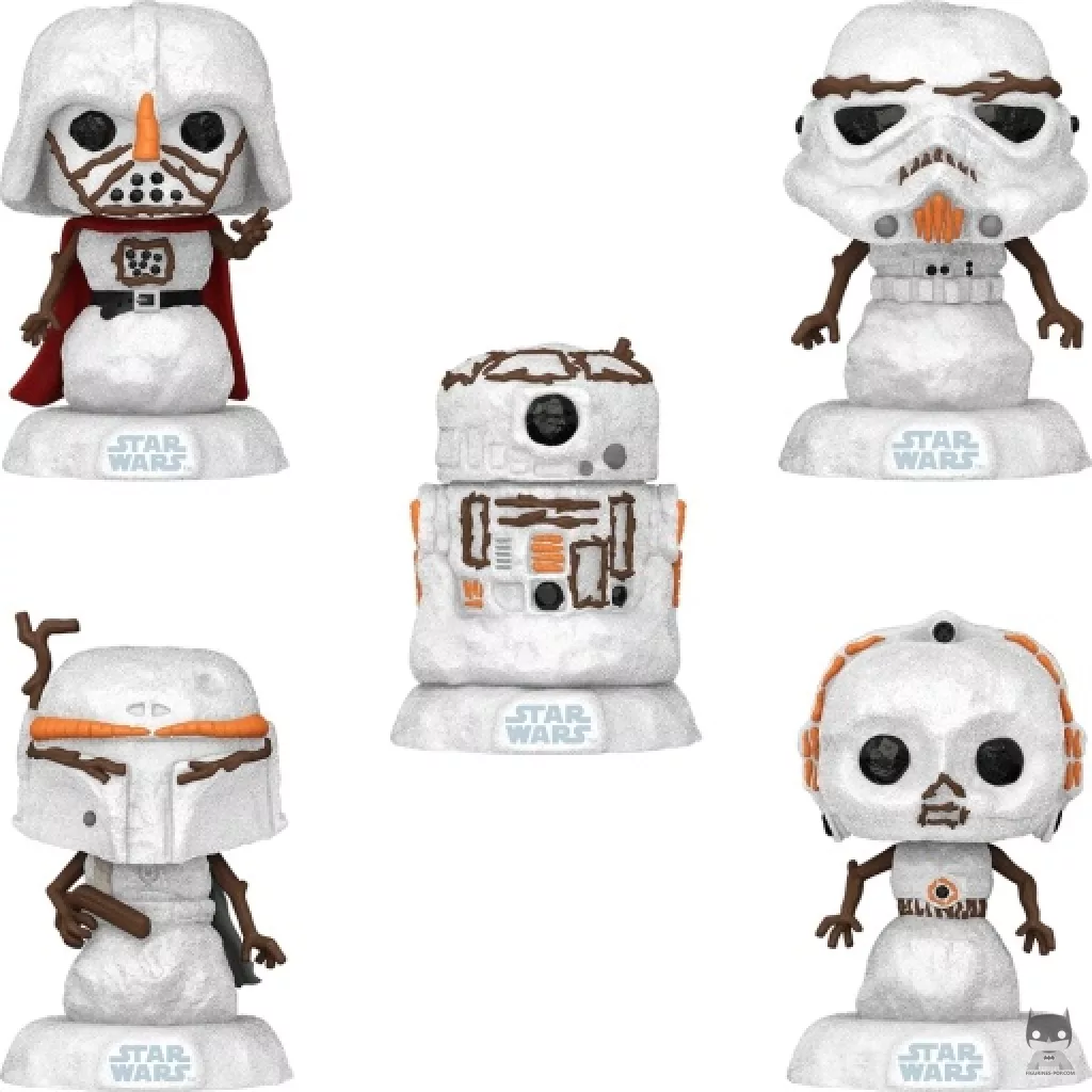 Figurine Funko POP Dark Vador, Stormtrooper, Boba Fett, C-3PO & R2-D2 Bonhommes de neige (Star Wars (Noël))