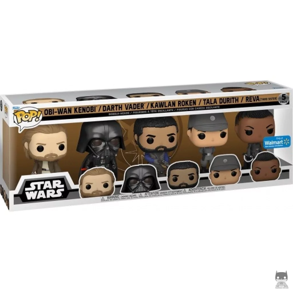 Figurine Funko POP Obi-Wan Kenobi, Dark Vador, Kawlan Rowken, Tala Durith & Reva (La Troisième Sœur) avec boîte
