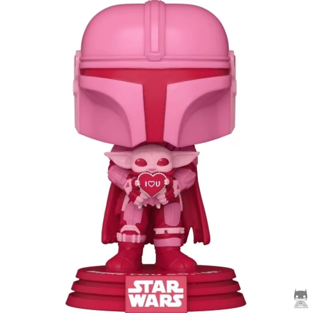 Figurine Funko POP Le Mandalorien avec Grogu (Rose) (Star Wars (Saint Valentin))