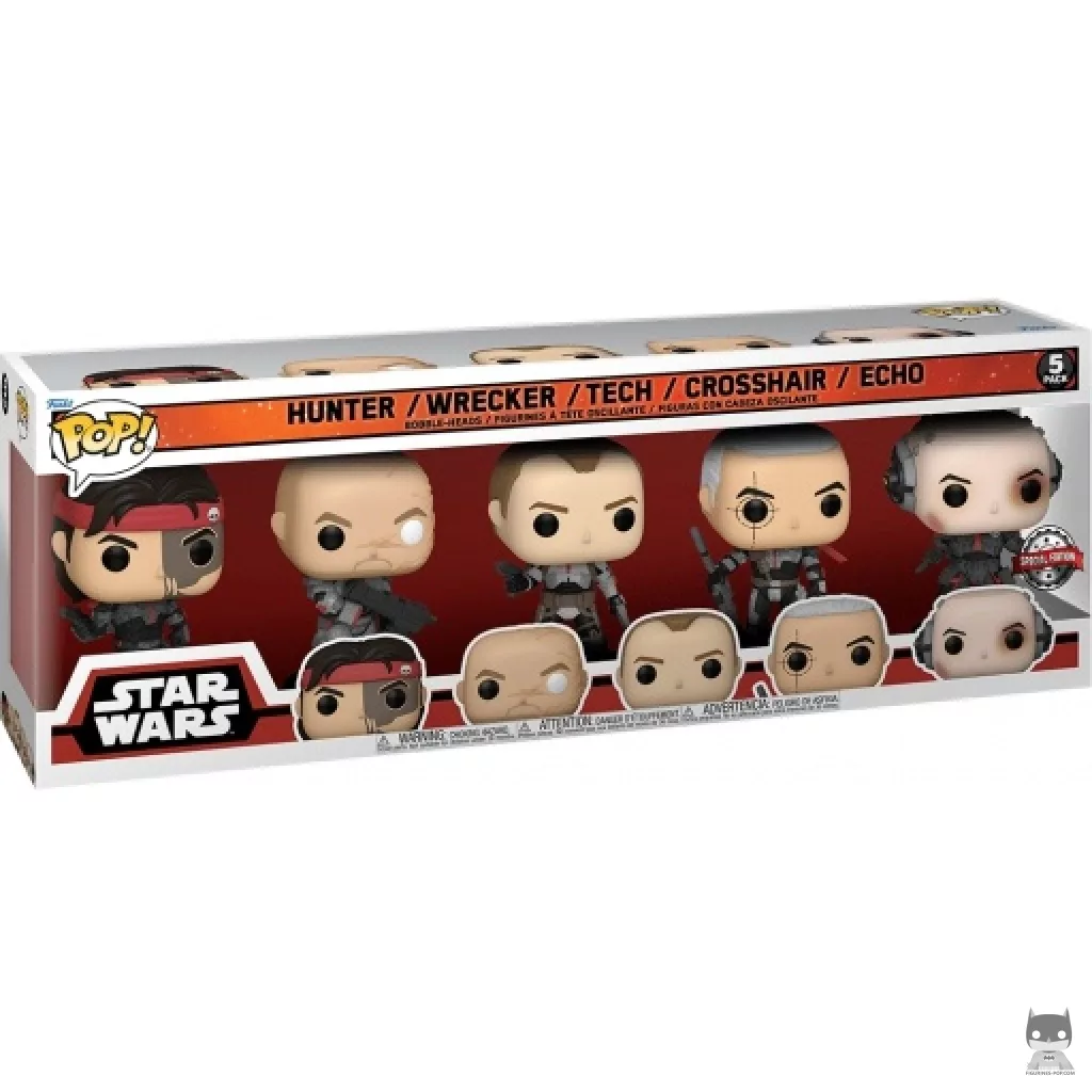 Figurine Funko POP Star Wars The Bad Batch Pack (Hunter, Wrecker, Tech, Crosshair & Echo) avec boîte
