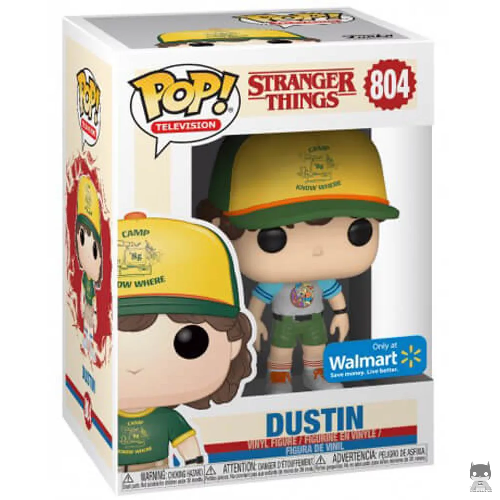Figurine Funko POP Dustin au camp en t-shirt gris avec boîte