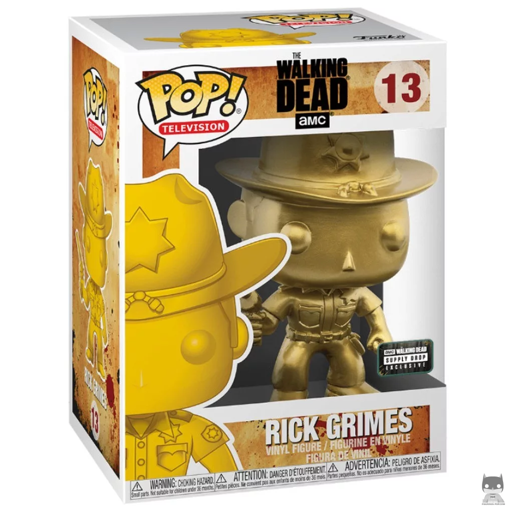 Figurine Funko POP Rick Grimes en policier (Metallic) avec boîte