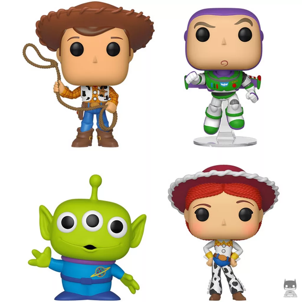 Figurine Funko POP Woody, Buzz l'Eclair, Alien & Jessie (Toy Story)