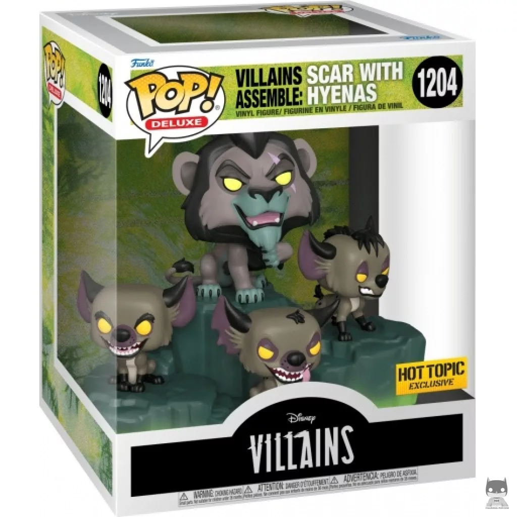 Figurine Funko POP Villains Assemble : Scar avec Hyènes avec boîte
