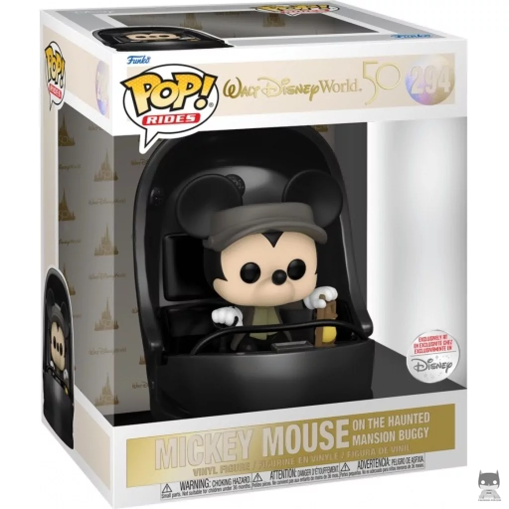 Figurine Funko POP Mickey Mouse sur le chariot du manoir hanté avec boîte