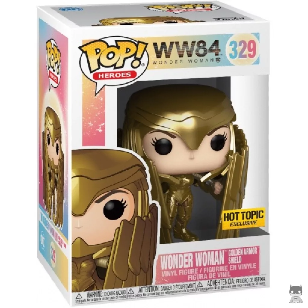 Figurine Funko POP Wonder Woman Armure & Bouclier en Or (Metallic) avec boîte