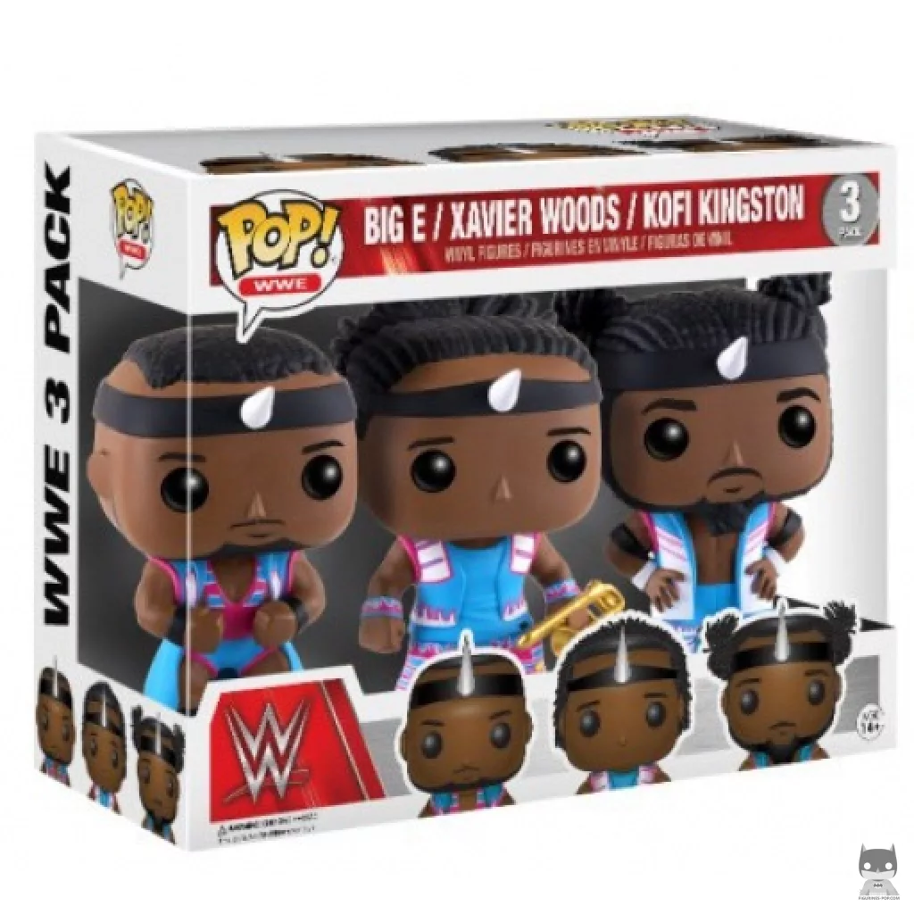 Figurine Funko POP Big E, Xavier Woods & Kofi Kingston avec boîte