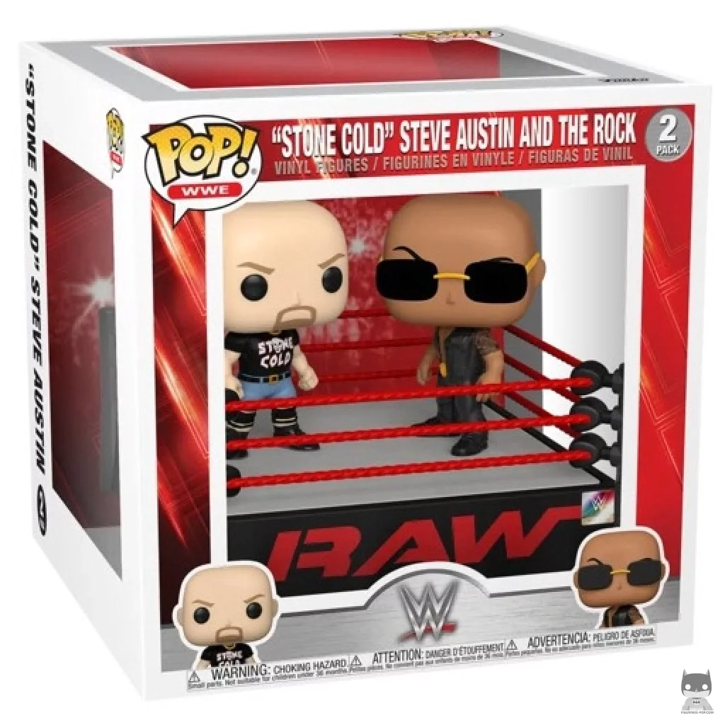 Figurine Funko POP The Rock vs "Stone Cold" Steve Austin sur le Ring de Catch avec boîte