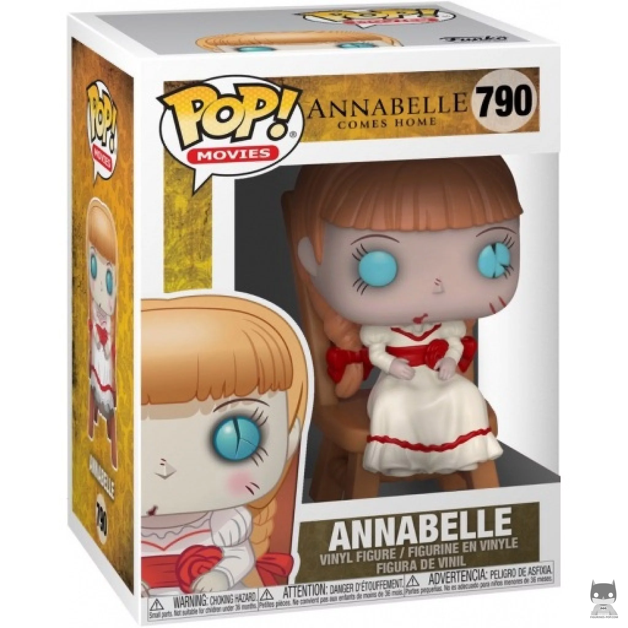 Figurine Funko POP Annabelle sur une chaise avec boîte