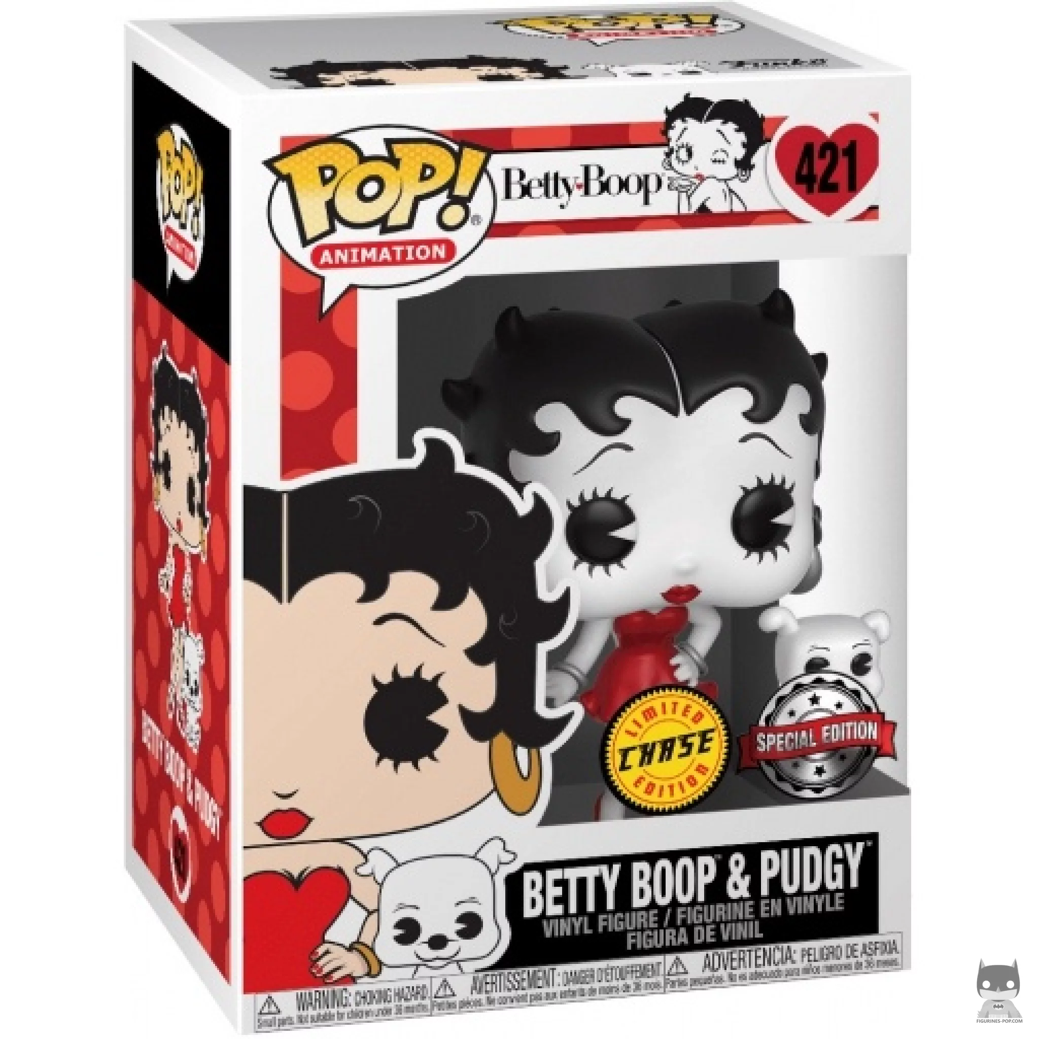 Figurine Funko POP Betty Boop & Pudgy (Noir & Blanc) (Chase) avec boîte