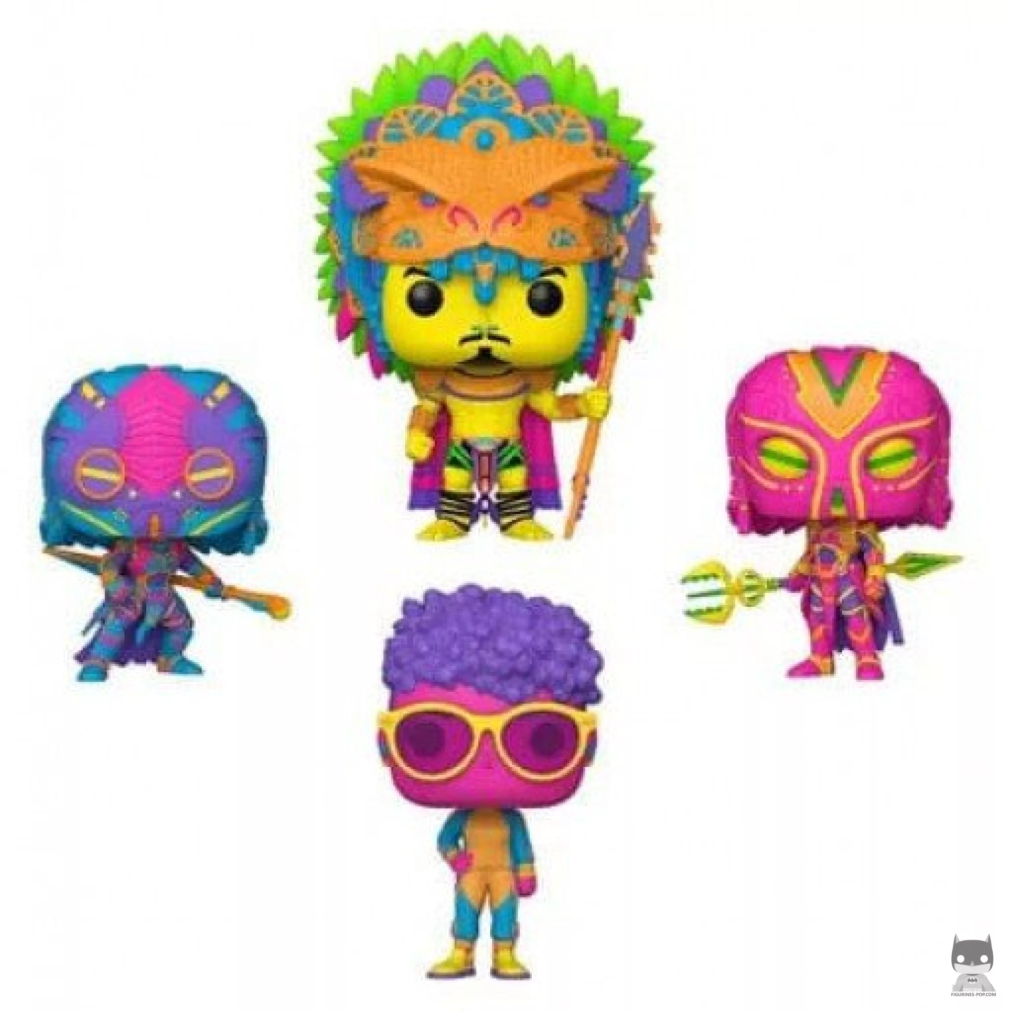 Figurine Funko POP King Namor, Shuri, Okoye & Aneka (Black Light) (Black Panther : Wakanda Forever)