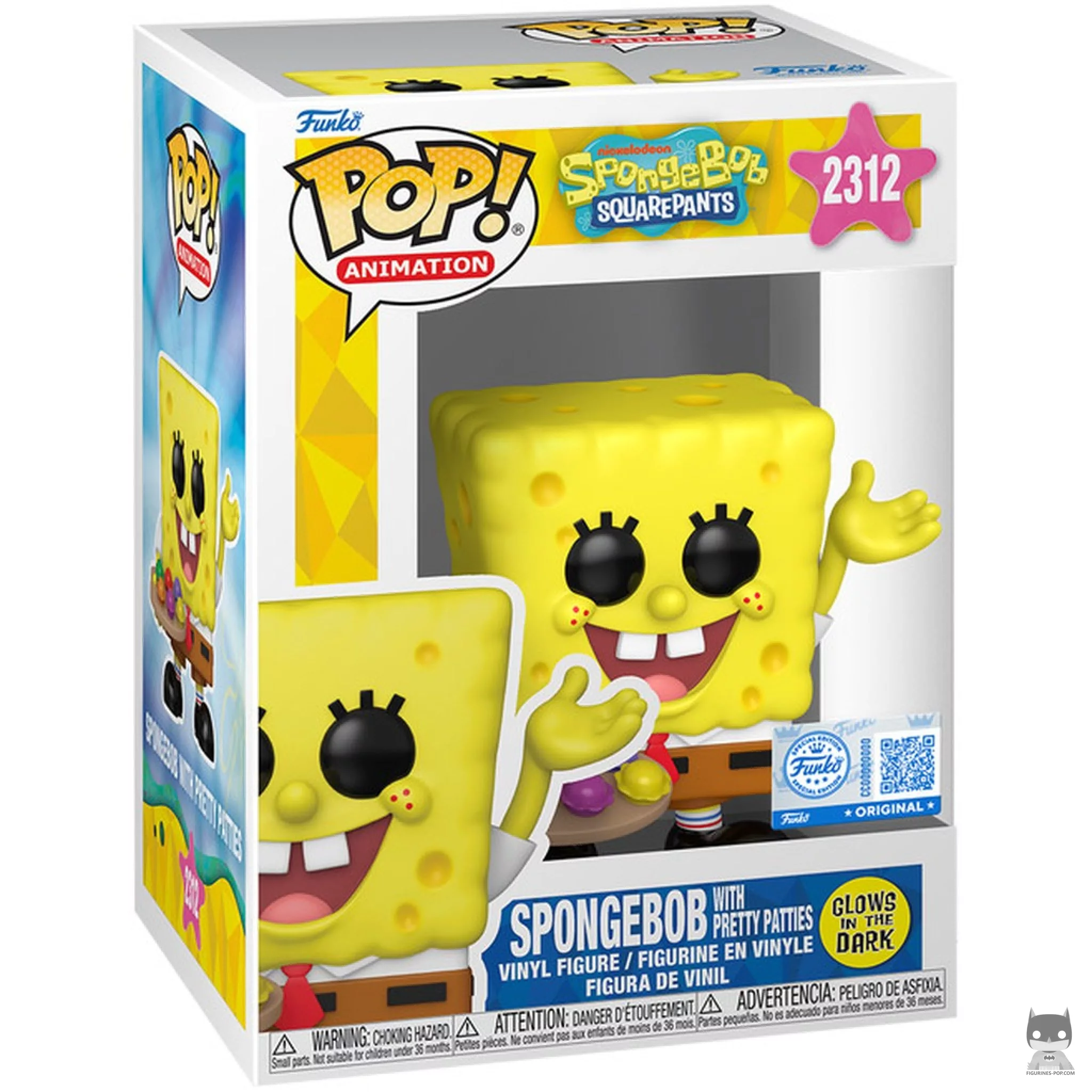 Figurine Funko POP Bob l'Éponge avec les Pâtés multicolores (Brille dans le noir) avec boîte