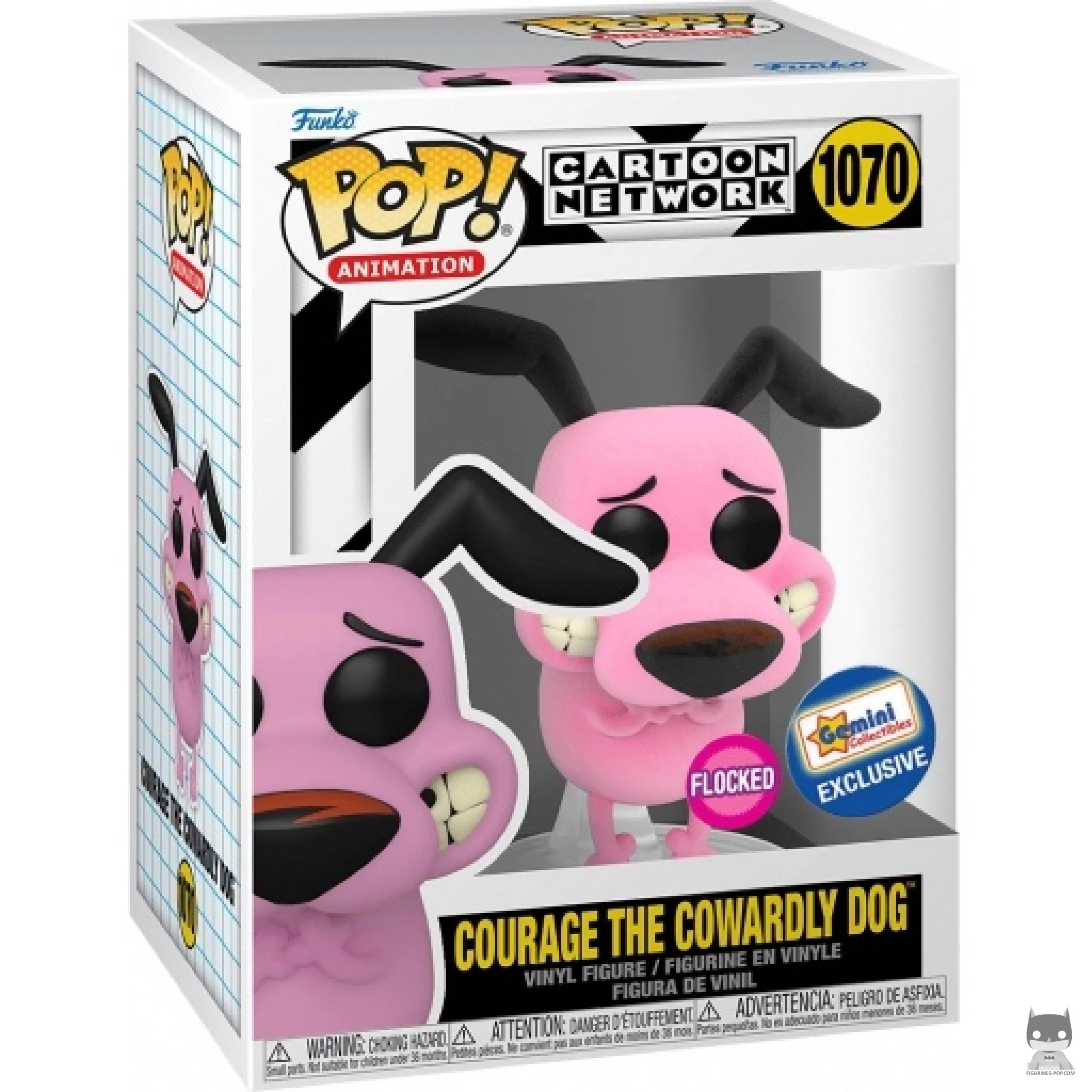 Figurine Funko POP Courage le Chien Froussard (Flocked) avec boîte