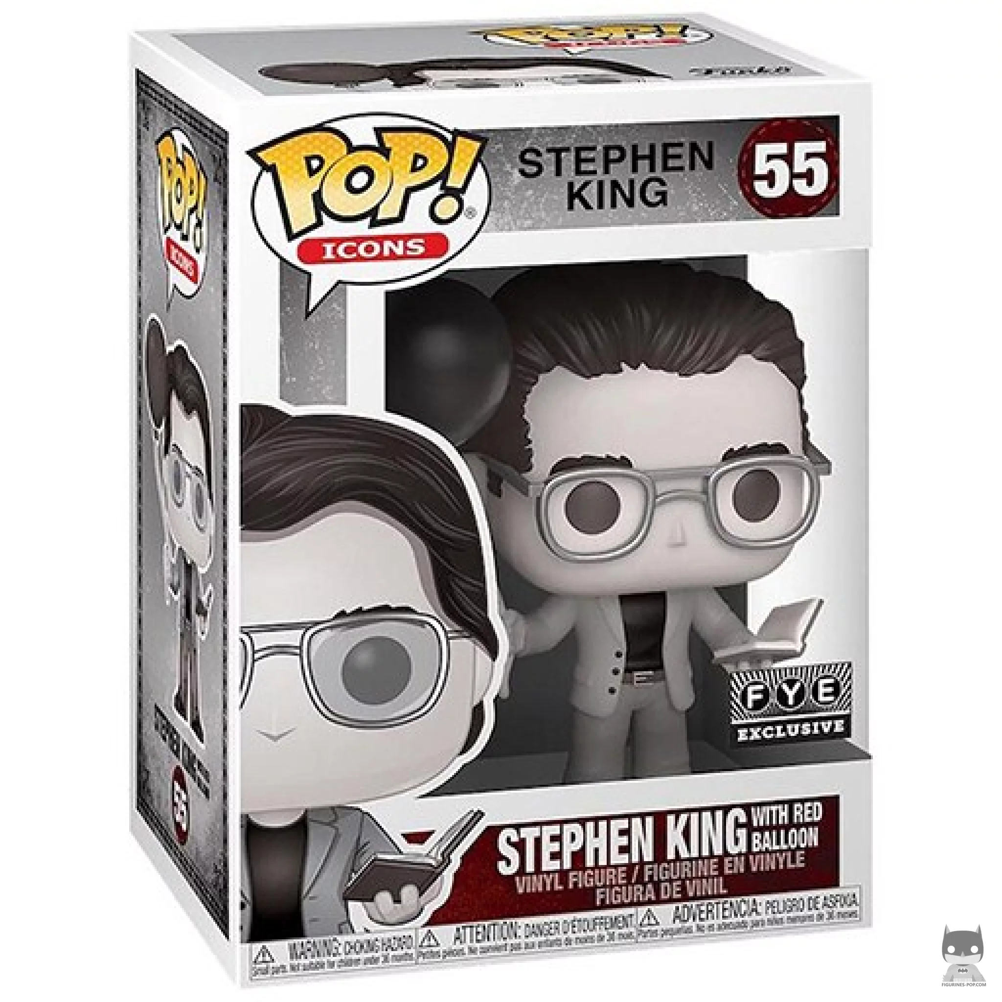 Figurine Funko POP Stephen King avec ballon rouge (Noir & Blanc) avec boîte