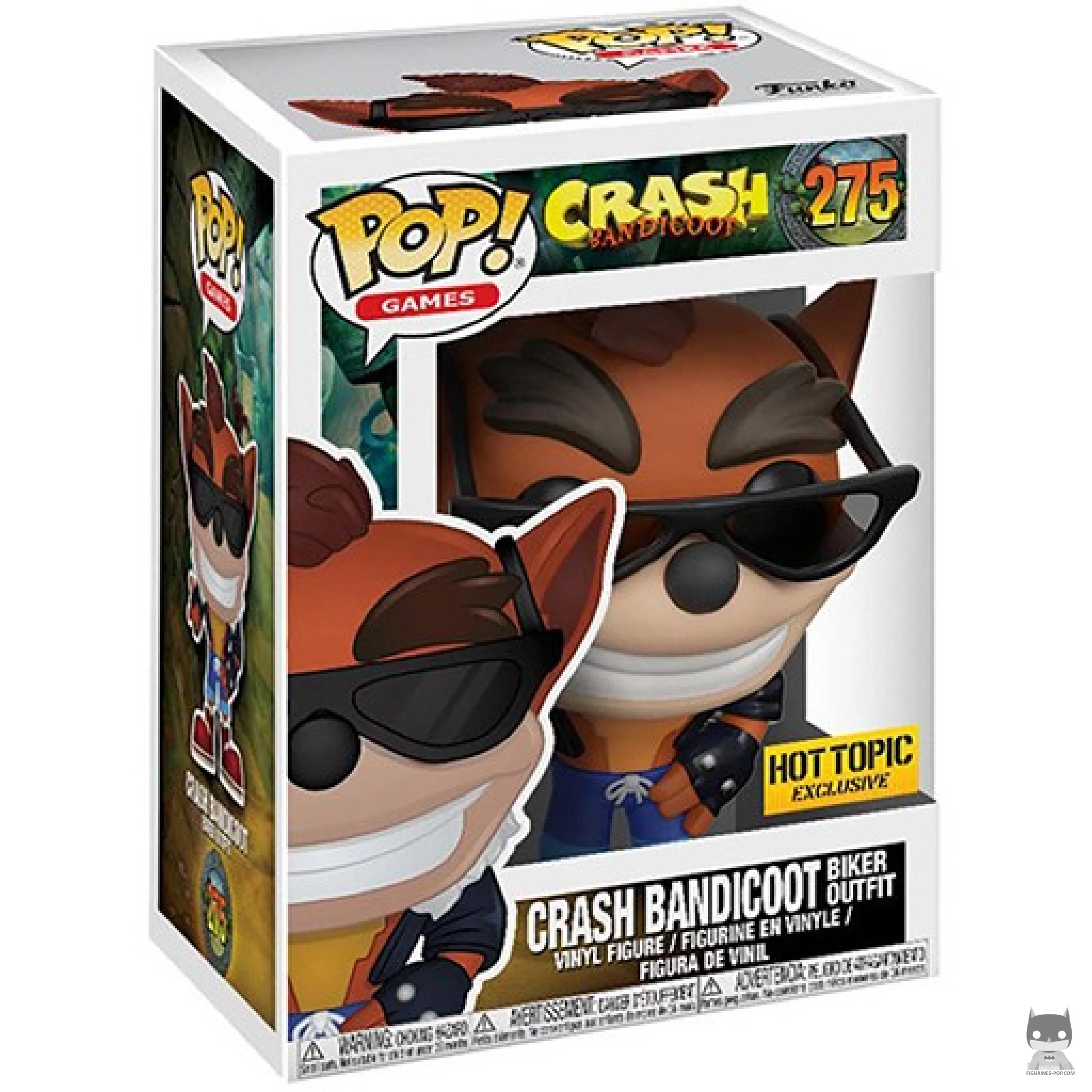Figurine Funko POP Crash Bandicoot en tenue de Motard avec boîte