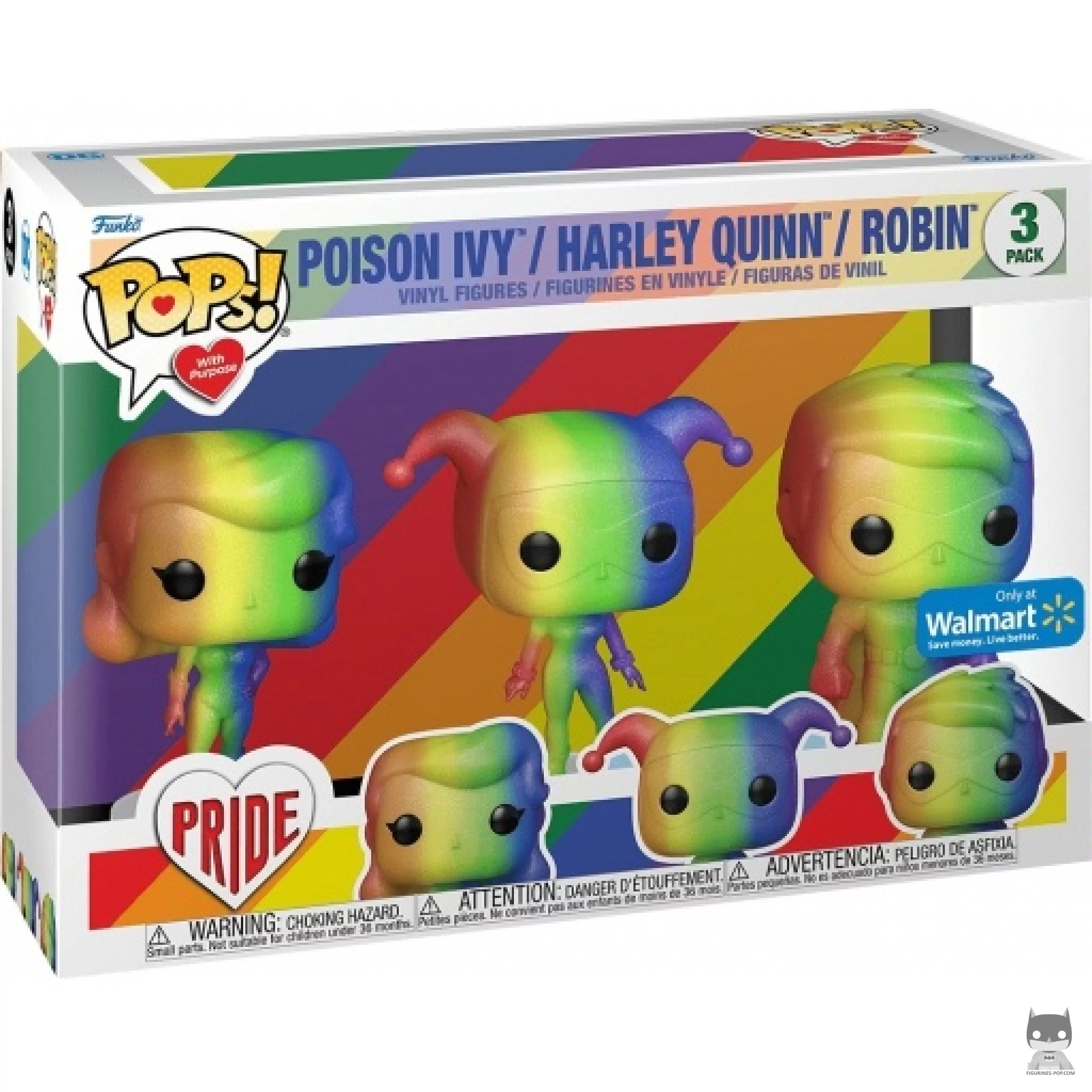 Figurine Funko POP Poison Ivy, Harley Quinn & Robin avec boîte
