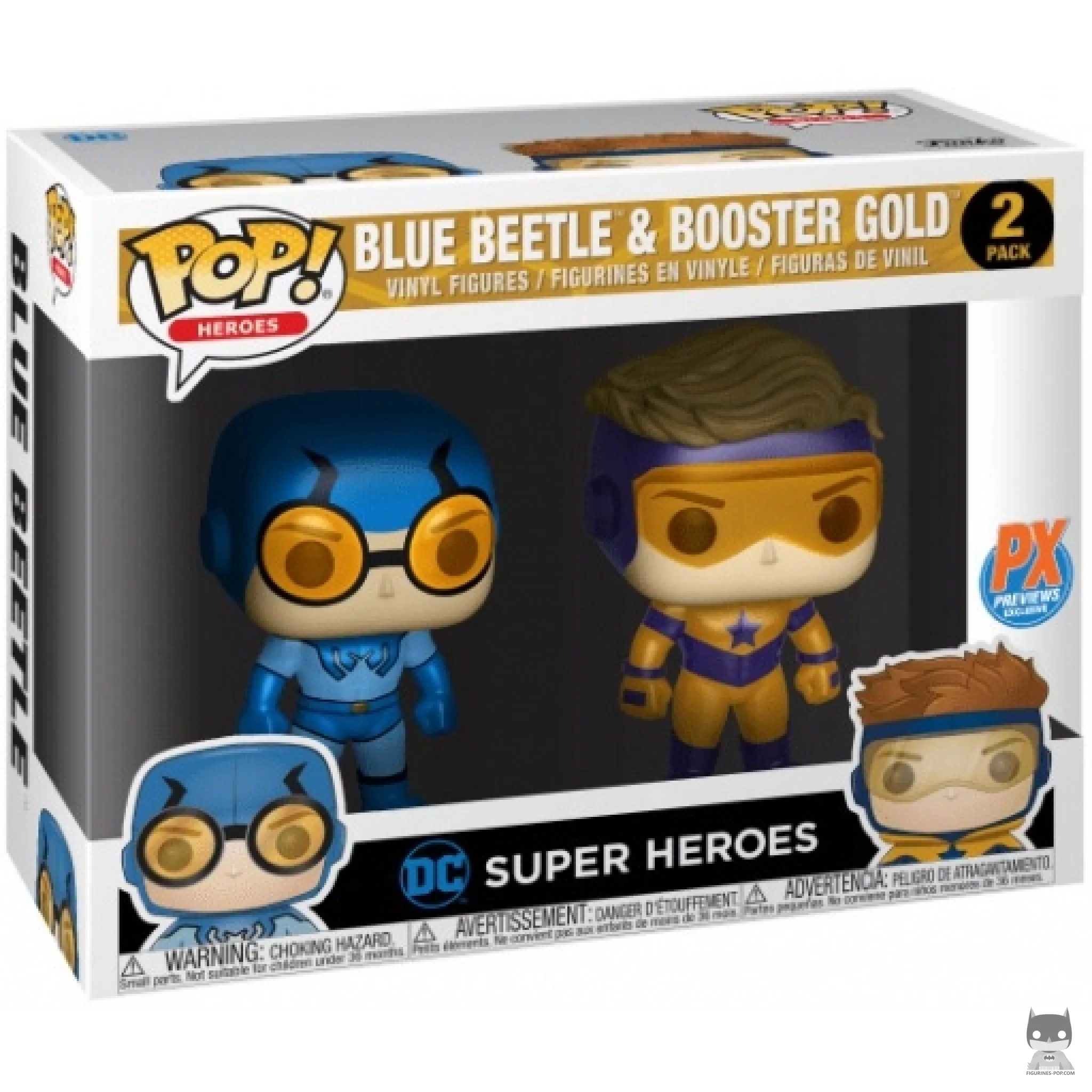 Figurine Funko POP Blue Beetle & Booster Gold (Metallic) avec boîte