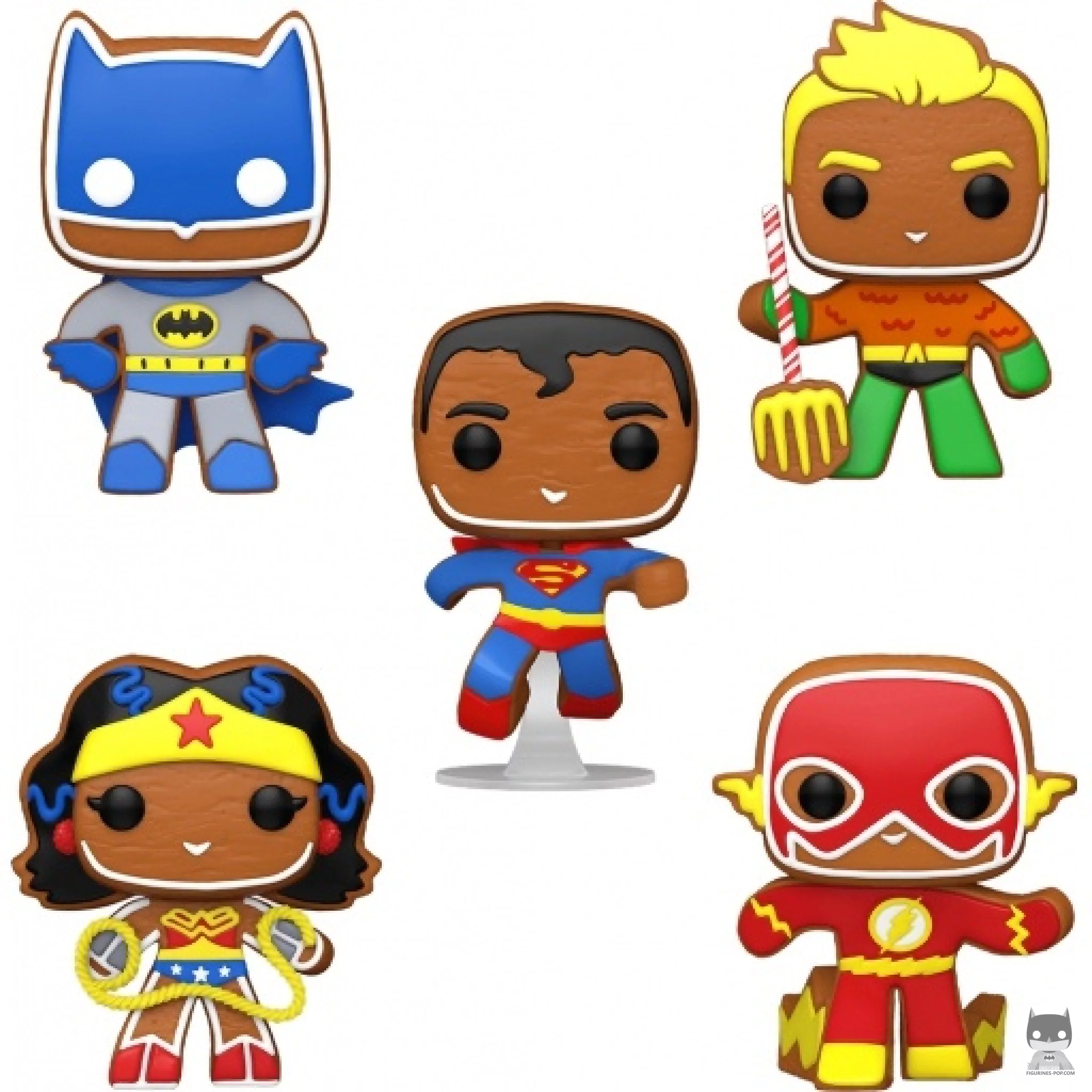 Figurine Funko POP Superman Pain d'Epices, Batman Pain d'Epices, Aquaman Pain d'Epices, Wonder Woman Pain d'Epices & Flash Pain d'Epices (DC Super Heroes)