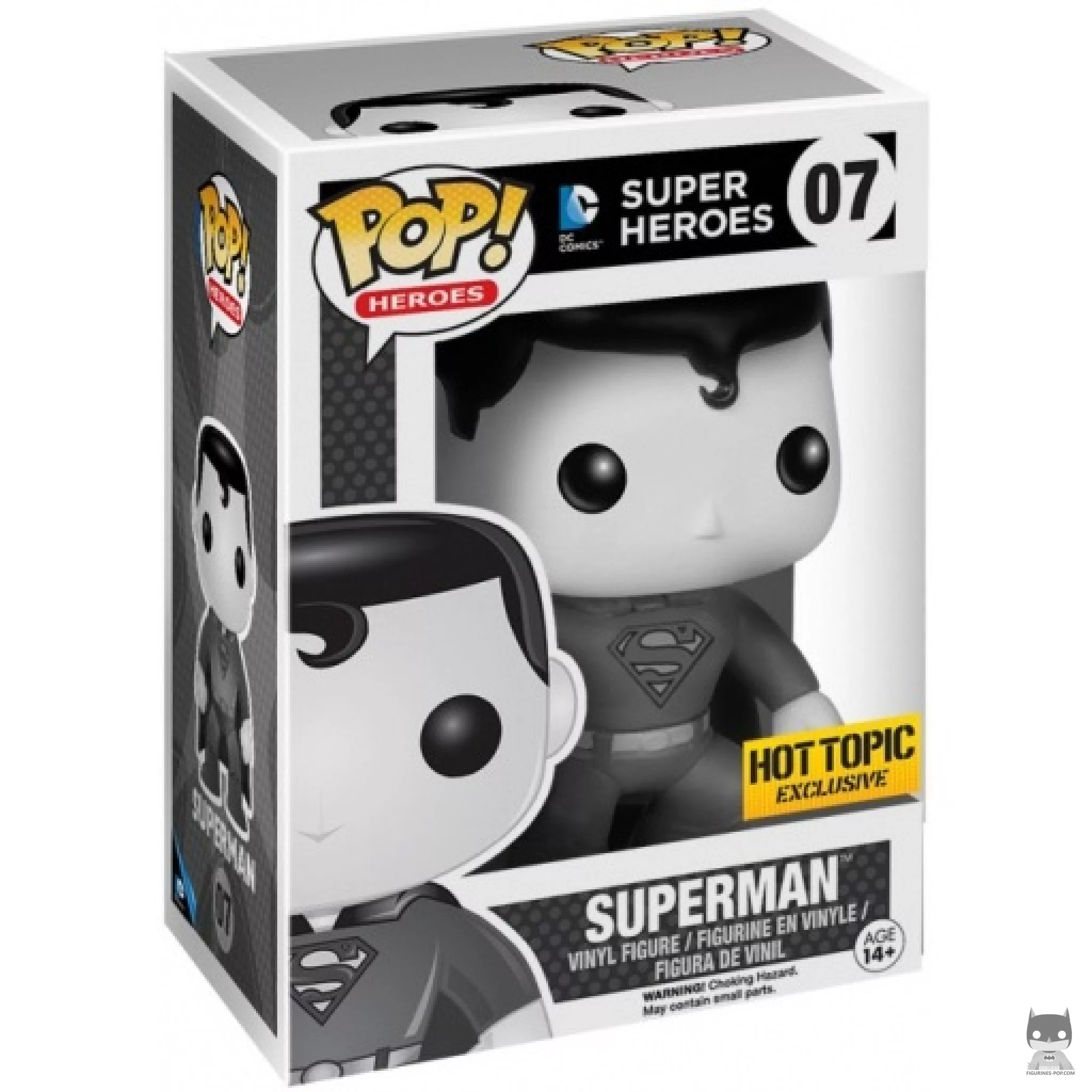 Figurine Funko POP Superman (Noir & Blanc) avec boîte