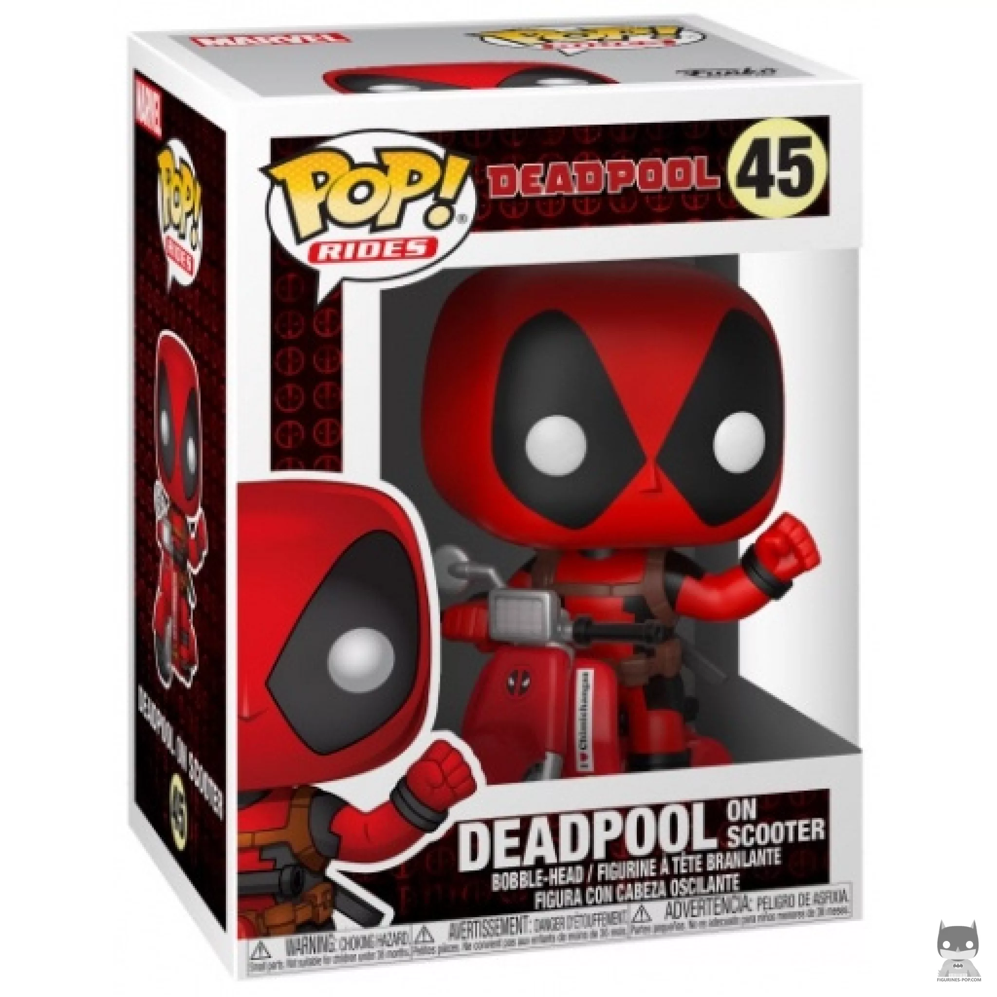 Figurine Funko POP Deadpool sur son Scooter avec boîte