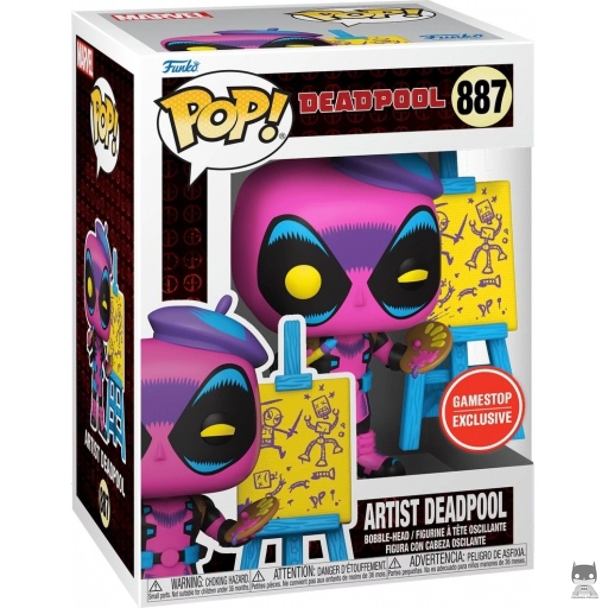 Figurine Funko POP Deadpool Artiste (Blacklight) avec boîte