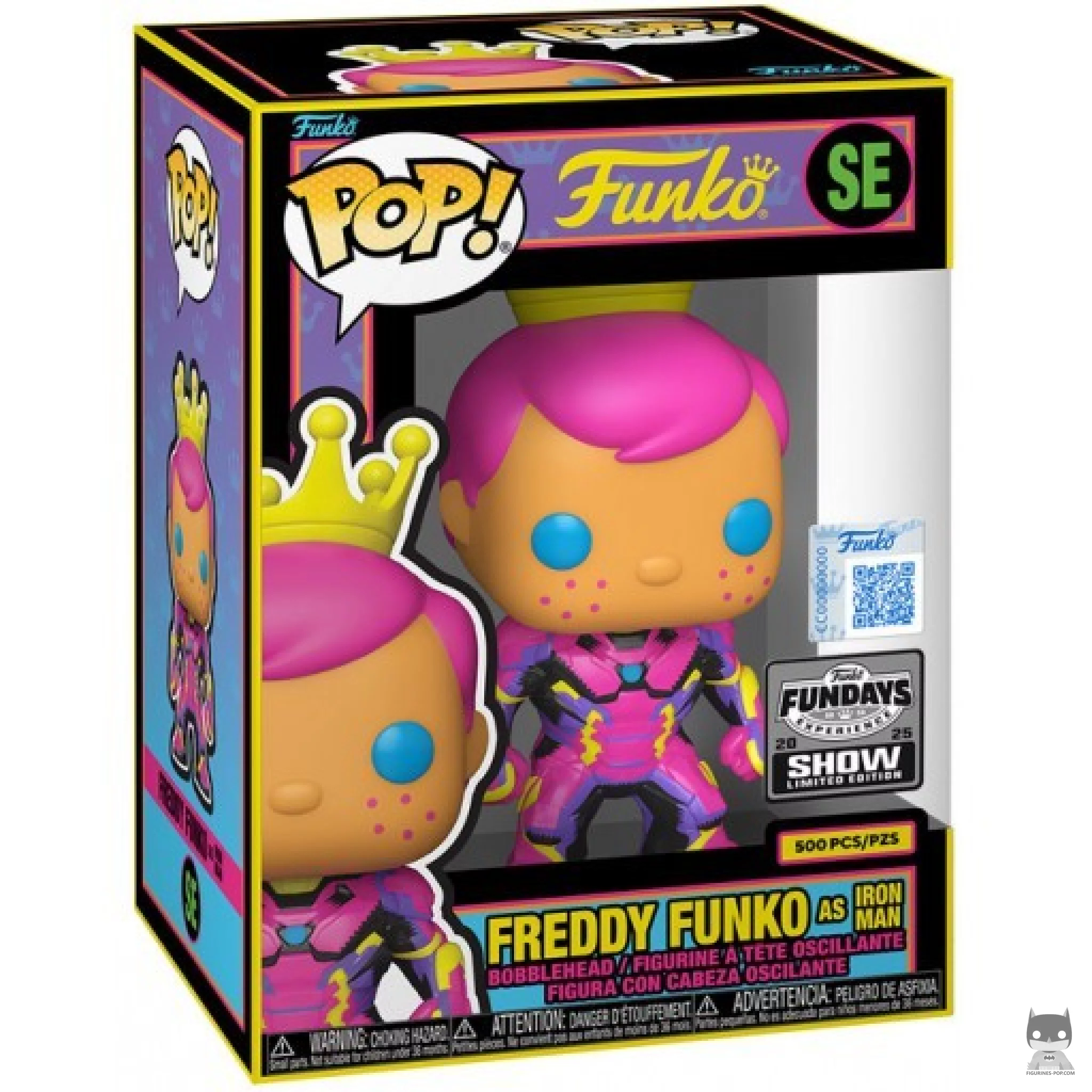 Figurine Funko POP Freddy Funko en Iron Man (Black Light) avec boîte