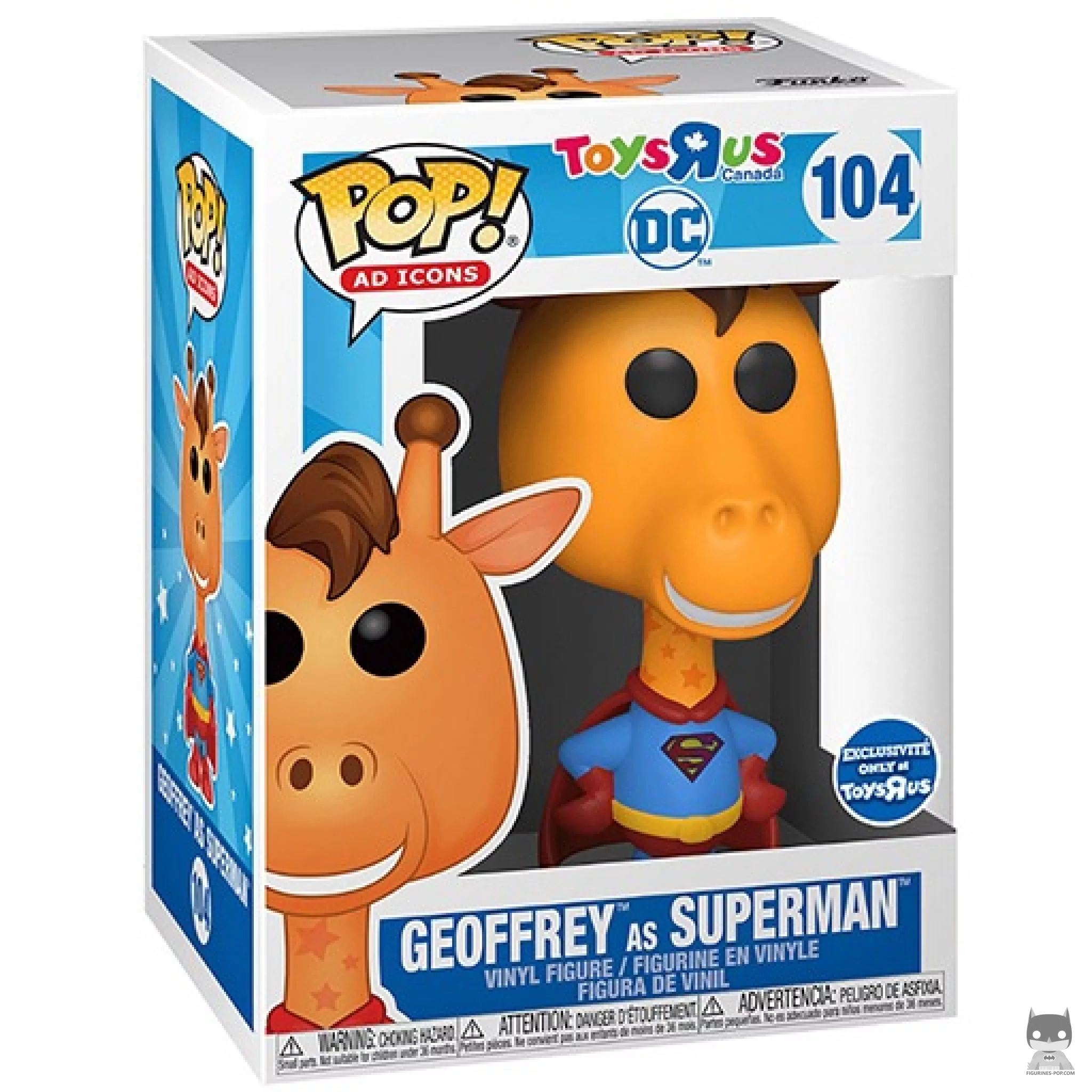 Figurine Funko POP Geoffrey la Girafe (en Superman) avec boîte