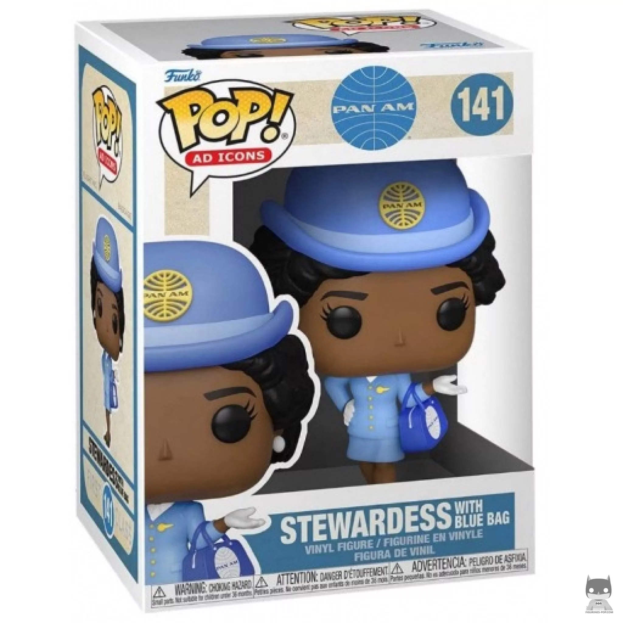Figurine Funko POP Hôtesse de l'air Pan Am avec sac bleu avec boîte