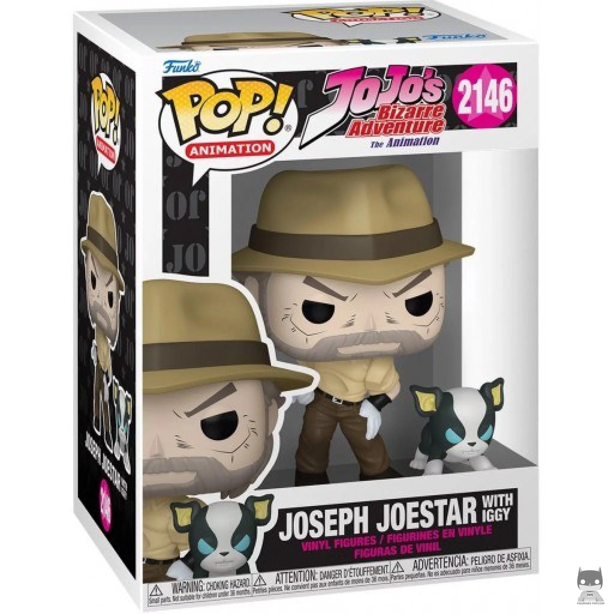 Figurine Funko POP Joseph Joestar avec Iggy avec boîte