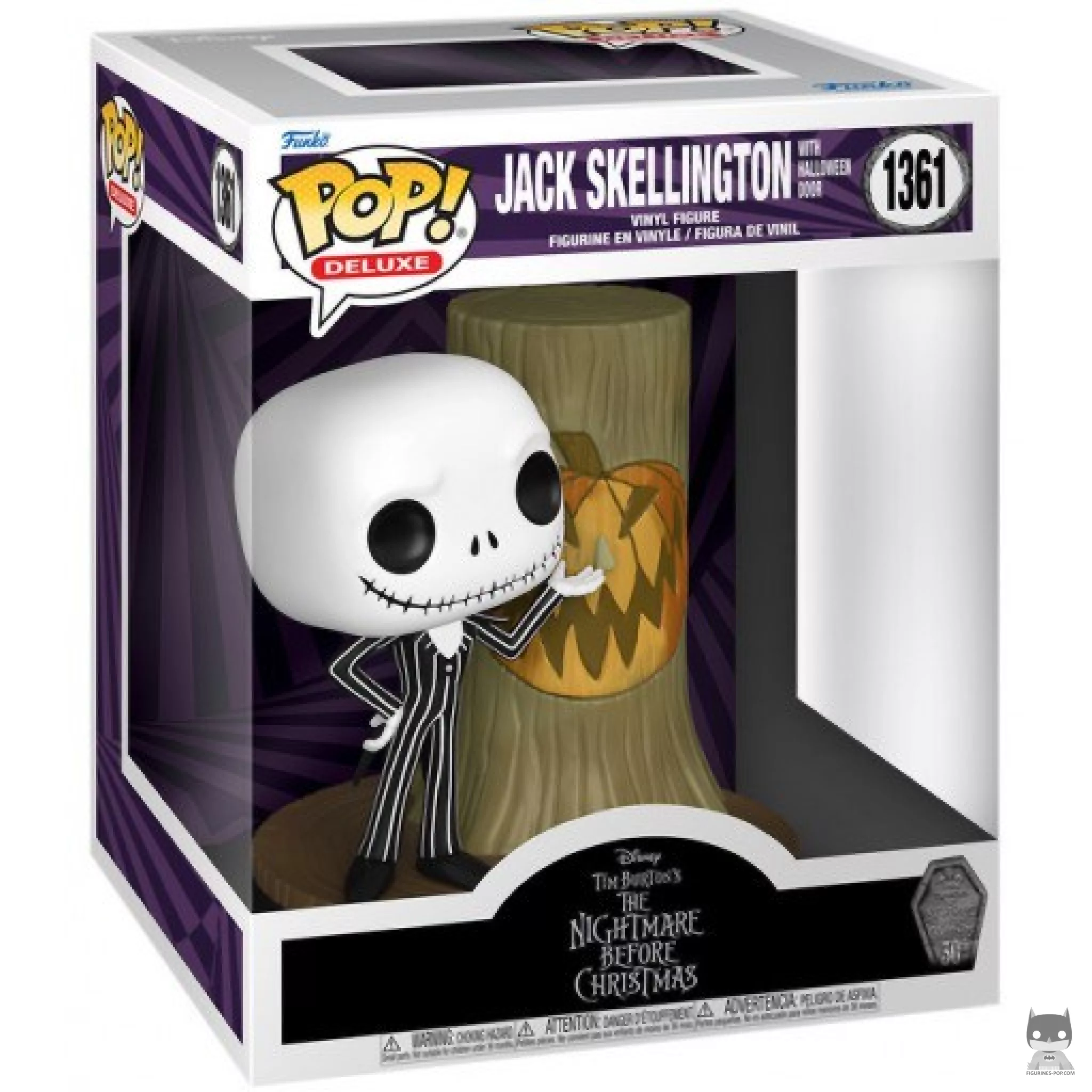 Figurine Funko POP Jack Skellington devant la Porte d'Halloween avec boîte