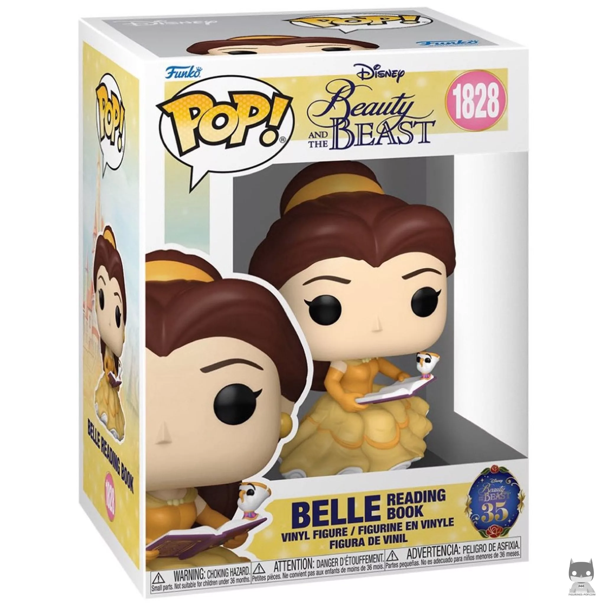 Figurine Funko POP Belle en train de lire un livre avec boîte