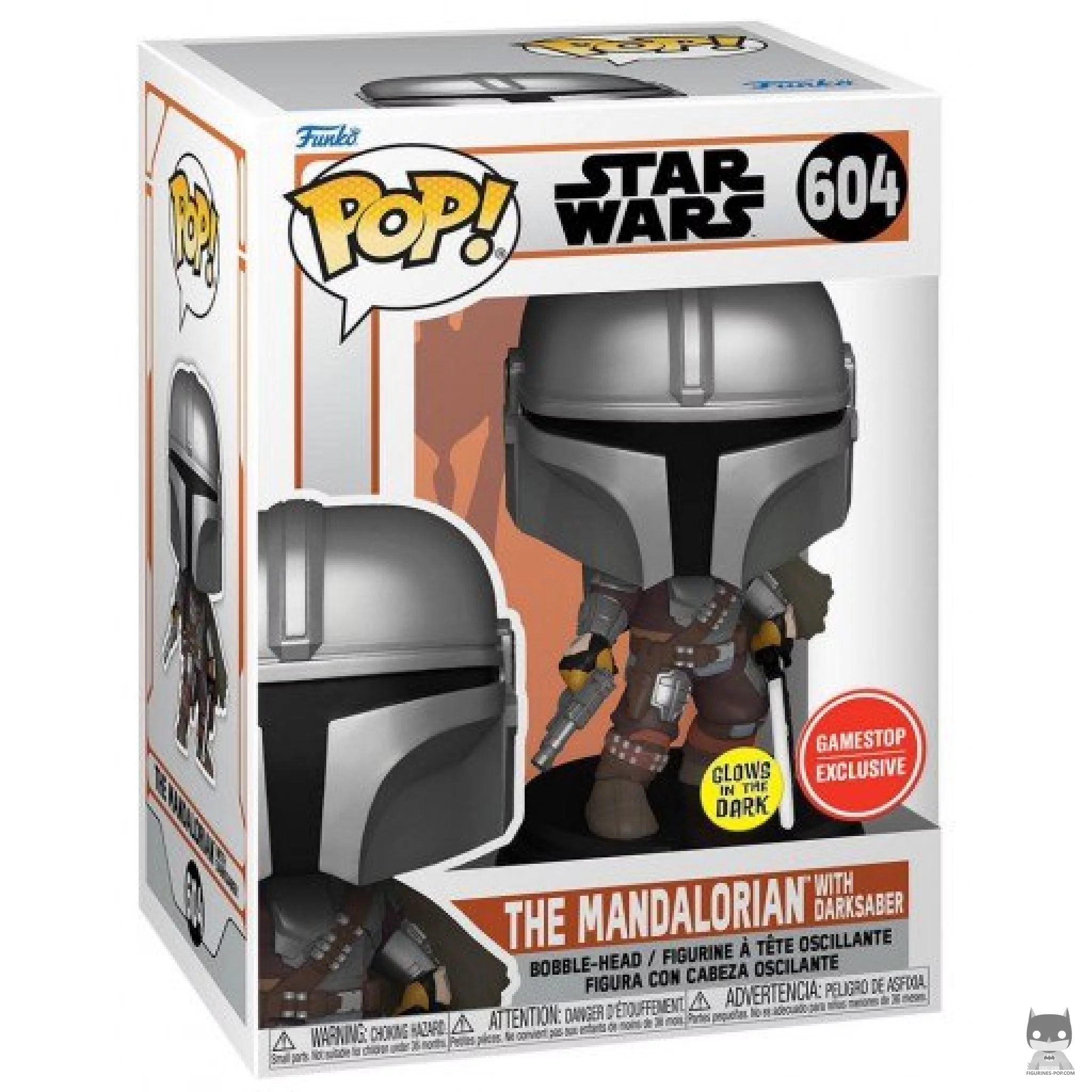 Figurine Funko POP Le Mandalorien avec Darksaber (Glow in the Dark) avec boîte