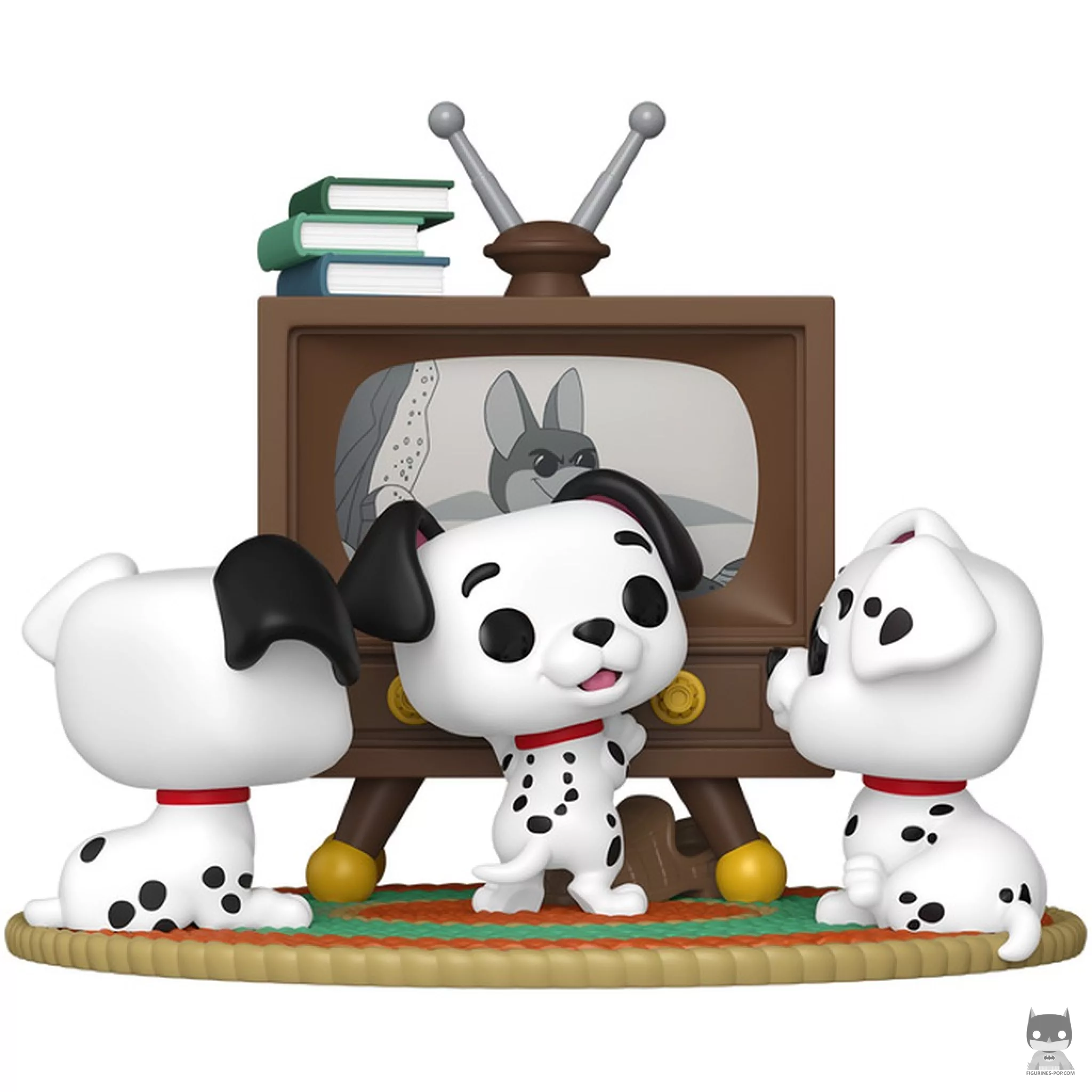Figurine Funko POP Rolly, Patch & Chanceux avec TV (Les 101 Dalmatiens)