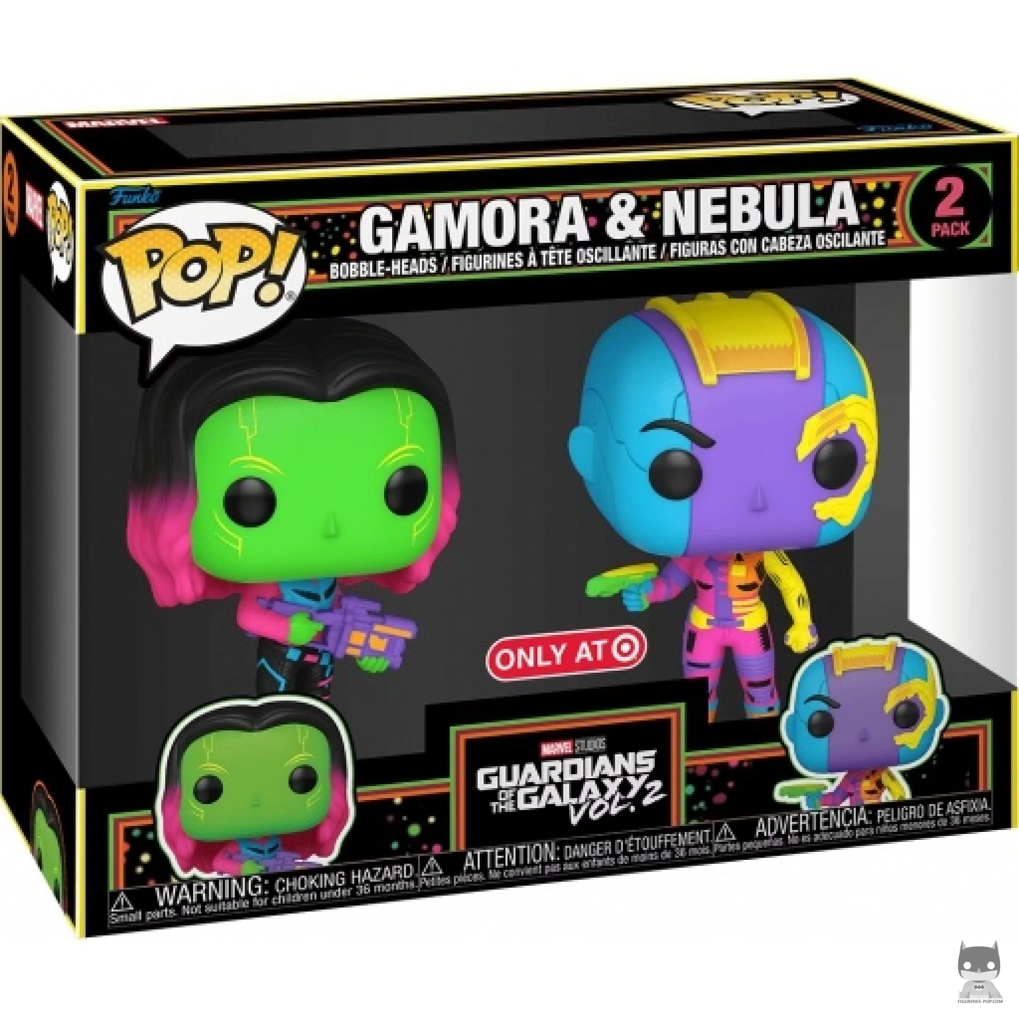 Figurine Funko POP Gamora & Nebula (Blacklight) avec boîte