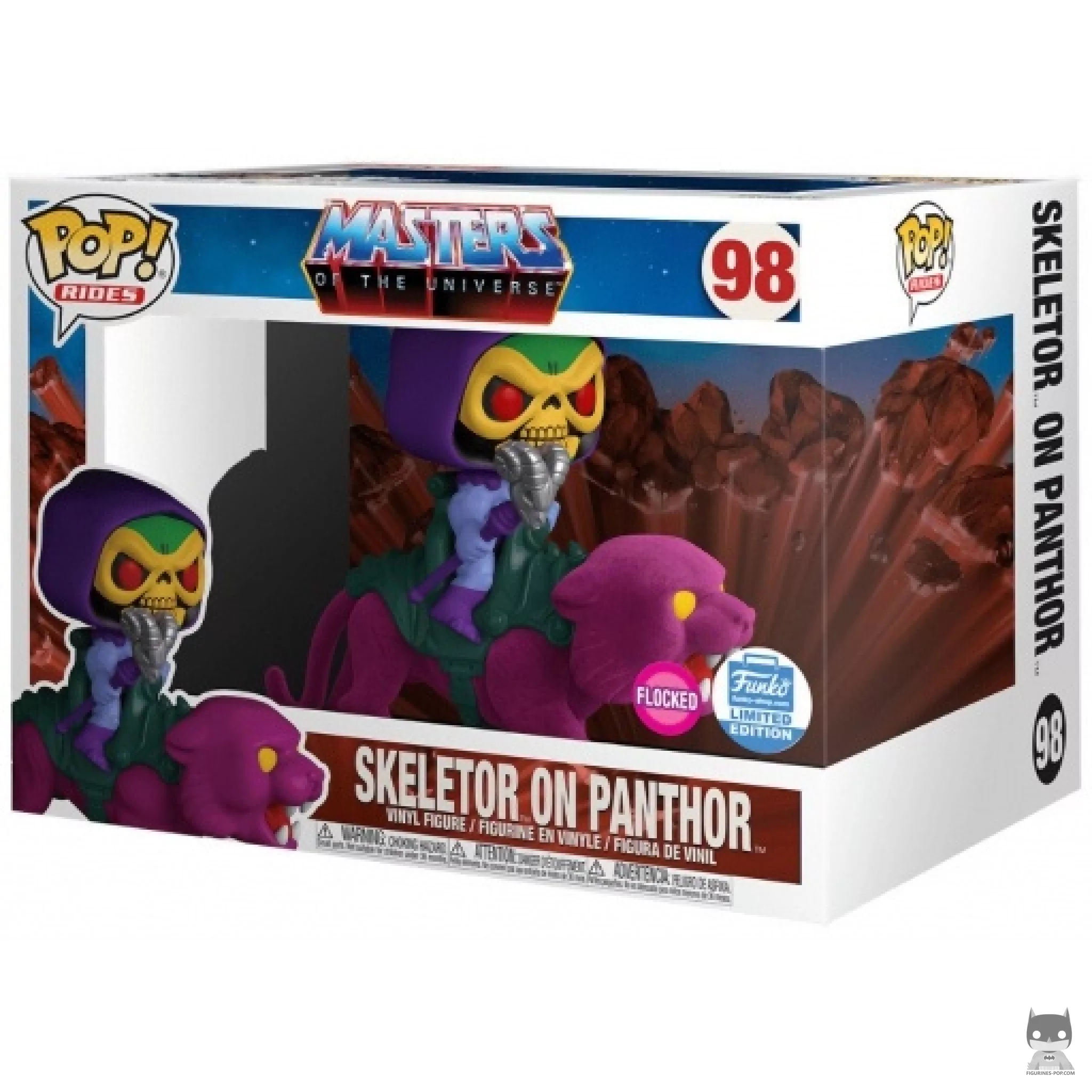 Figurine Funko POP Skeletor sur Panthère (Flocked) avec boîte