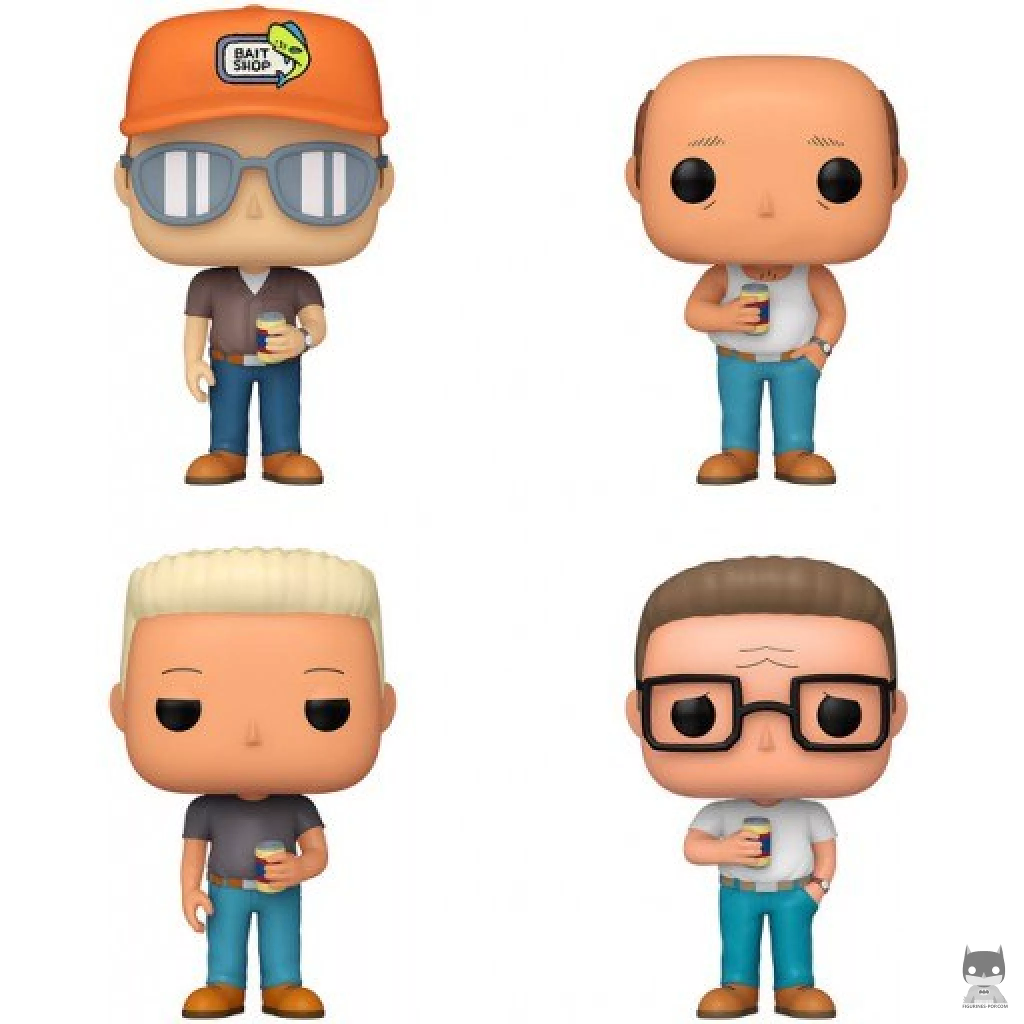 Figurine Funko POP Dale Gribble, Hank Hill, Bill Dauterive & Boomhauer (Les Rois du Texas)