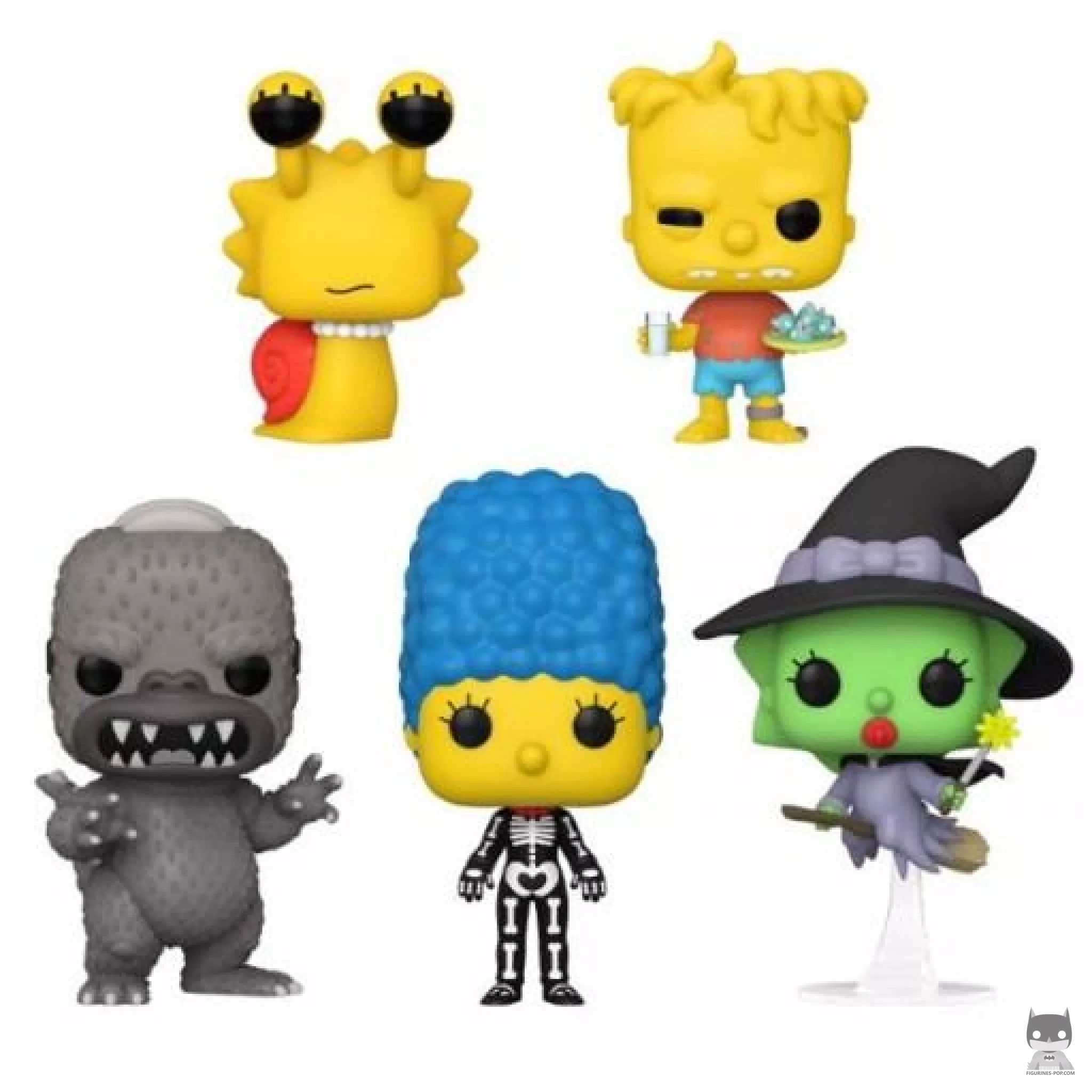 Figurine Funko POP Lisa en Escargot, Jumeau Bart, Homerzilla, Maggie Sorcière & Marge Squelette (Les Simpson)