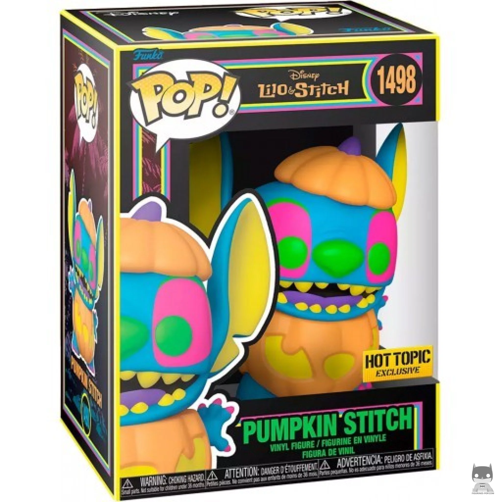 Figurine Funko POP Stitch Citrouille (Black Light) avec boîte
