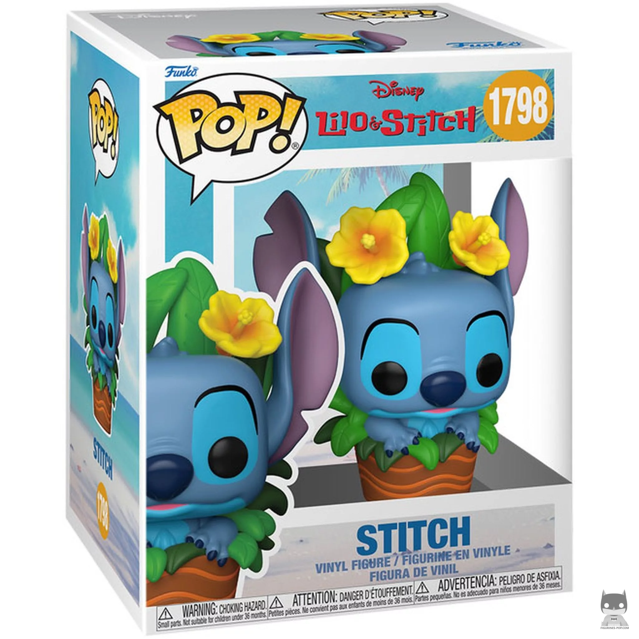 Figurine Funko POP Stitch dans la plante en pot avec boîte