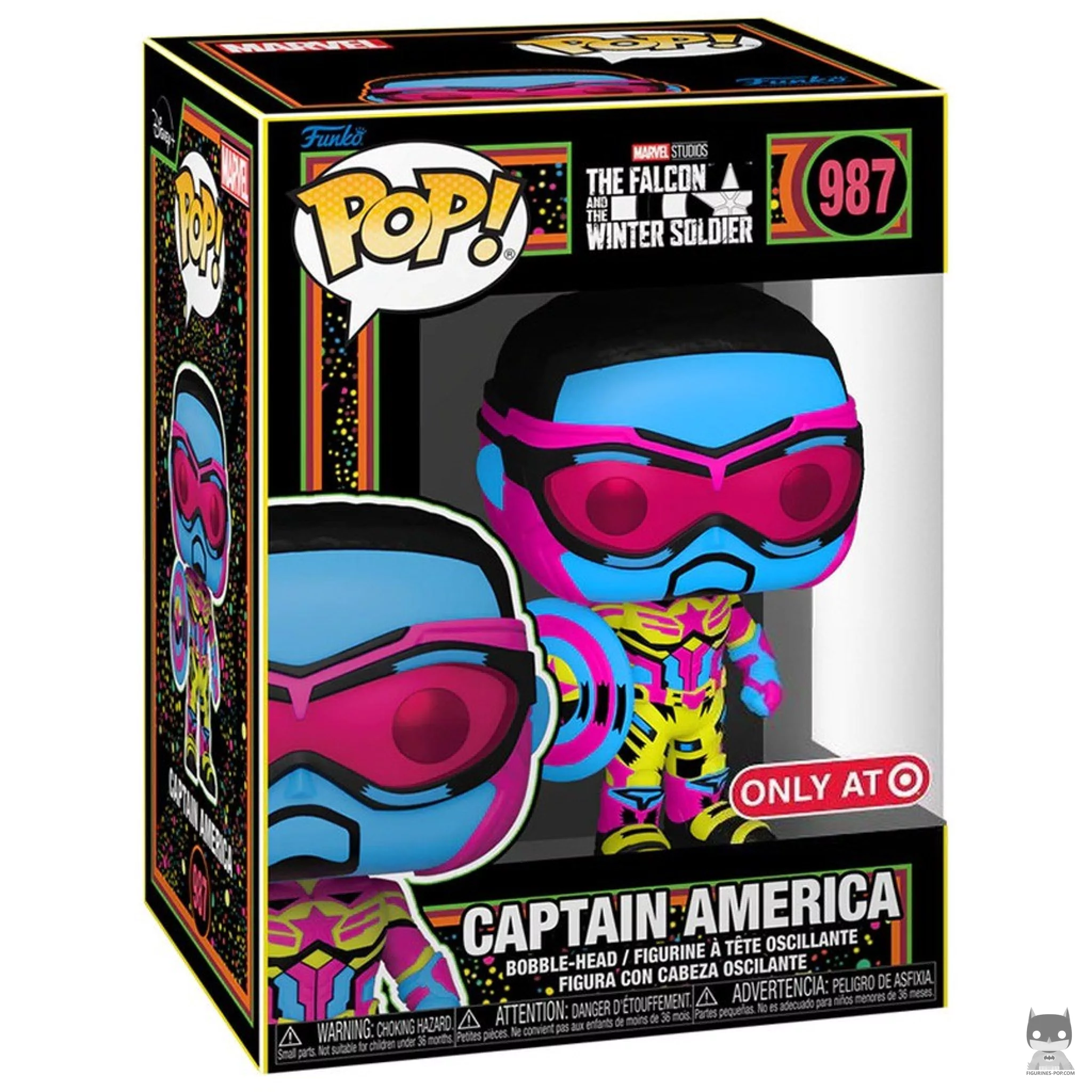 Figurine Funko POP Captain America (Blacklight) avec boîte