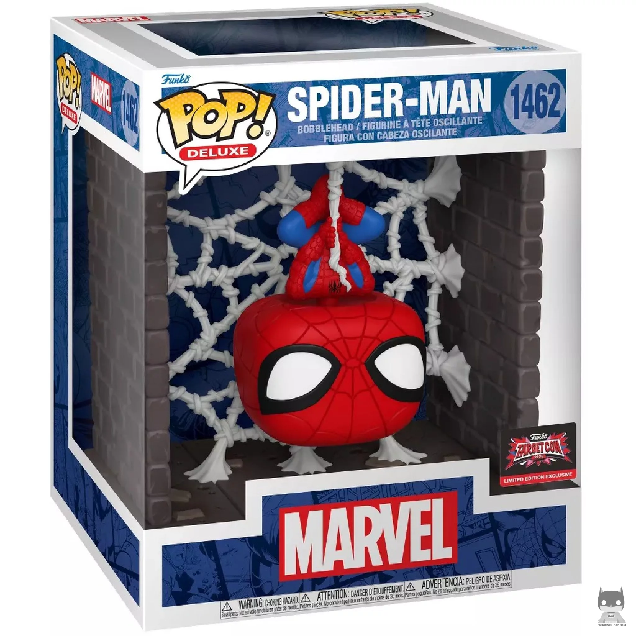 Figurine Funko POP Spider-Man suspendu à sa toile (Deluxe) avec boîte