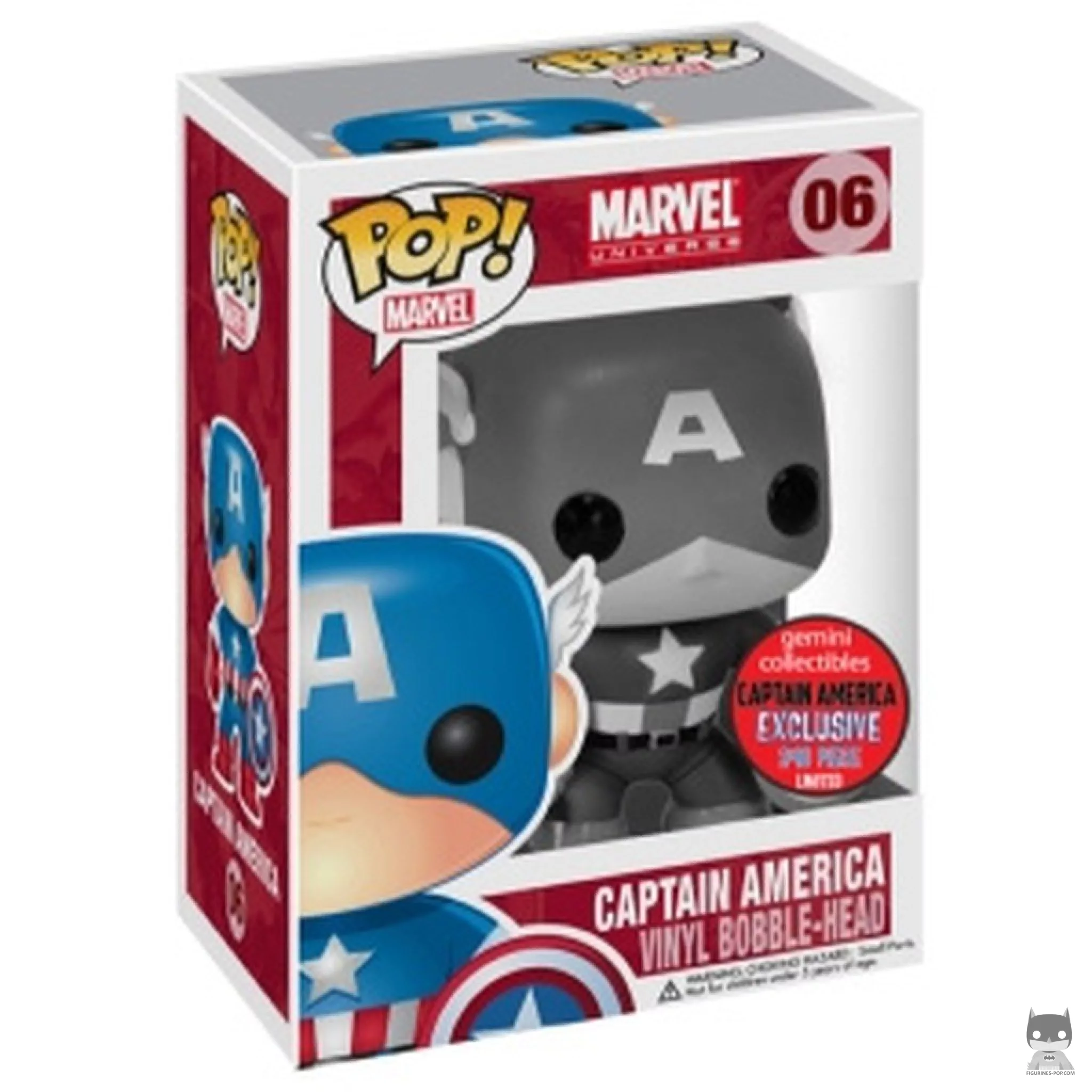 Figurine Funko POP Captain America (Noir & Blanc) avec boîte