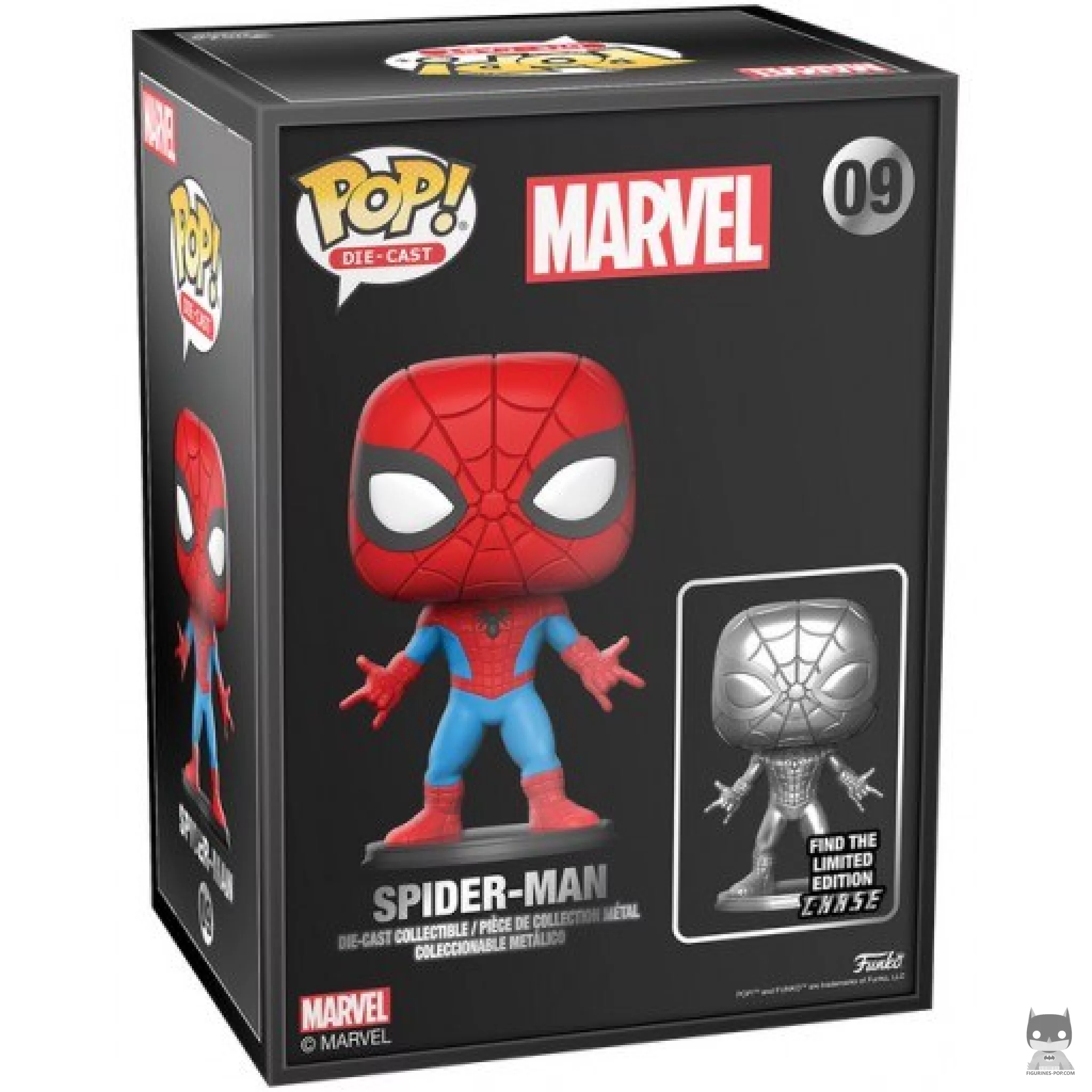 Figurine Funko POP Spider-Man (Chase & Metallic) avec boîte