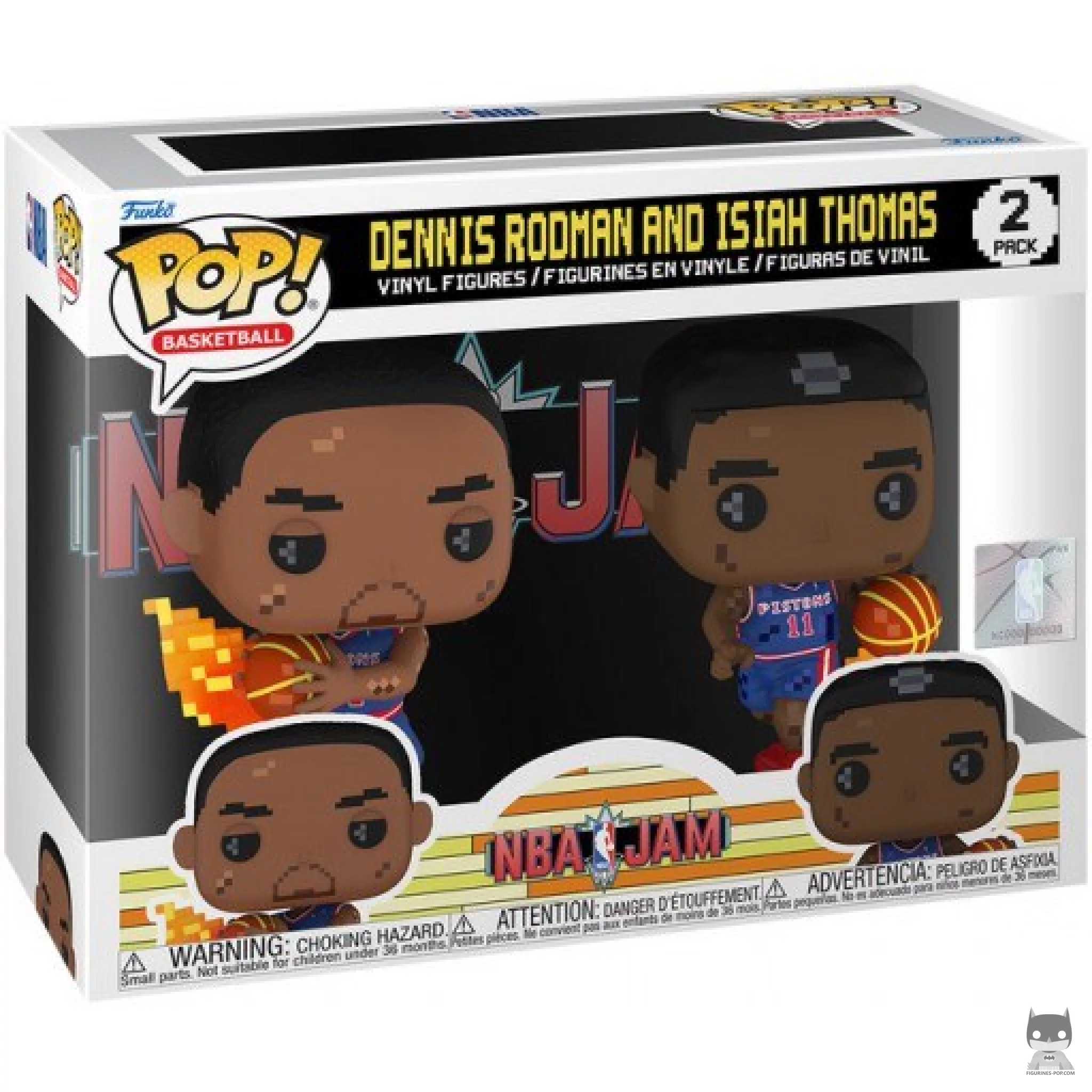 Figurine Funko POP Dennis Rodman & Isiah Thomas (8-Bit) avec boîte