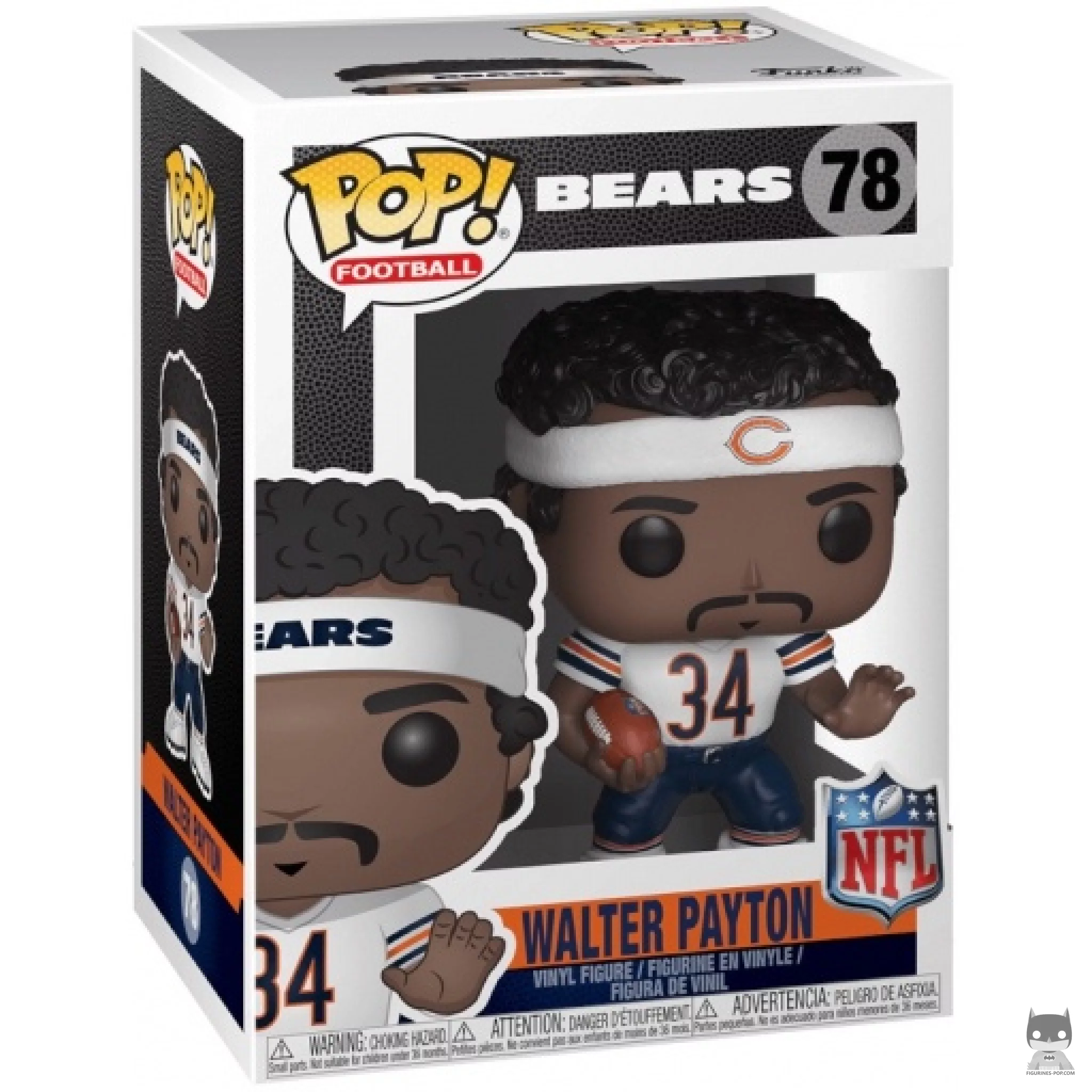 Figurine Funko POP Walter Payton (Maillot Extérieur) avec boîte
