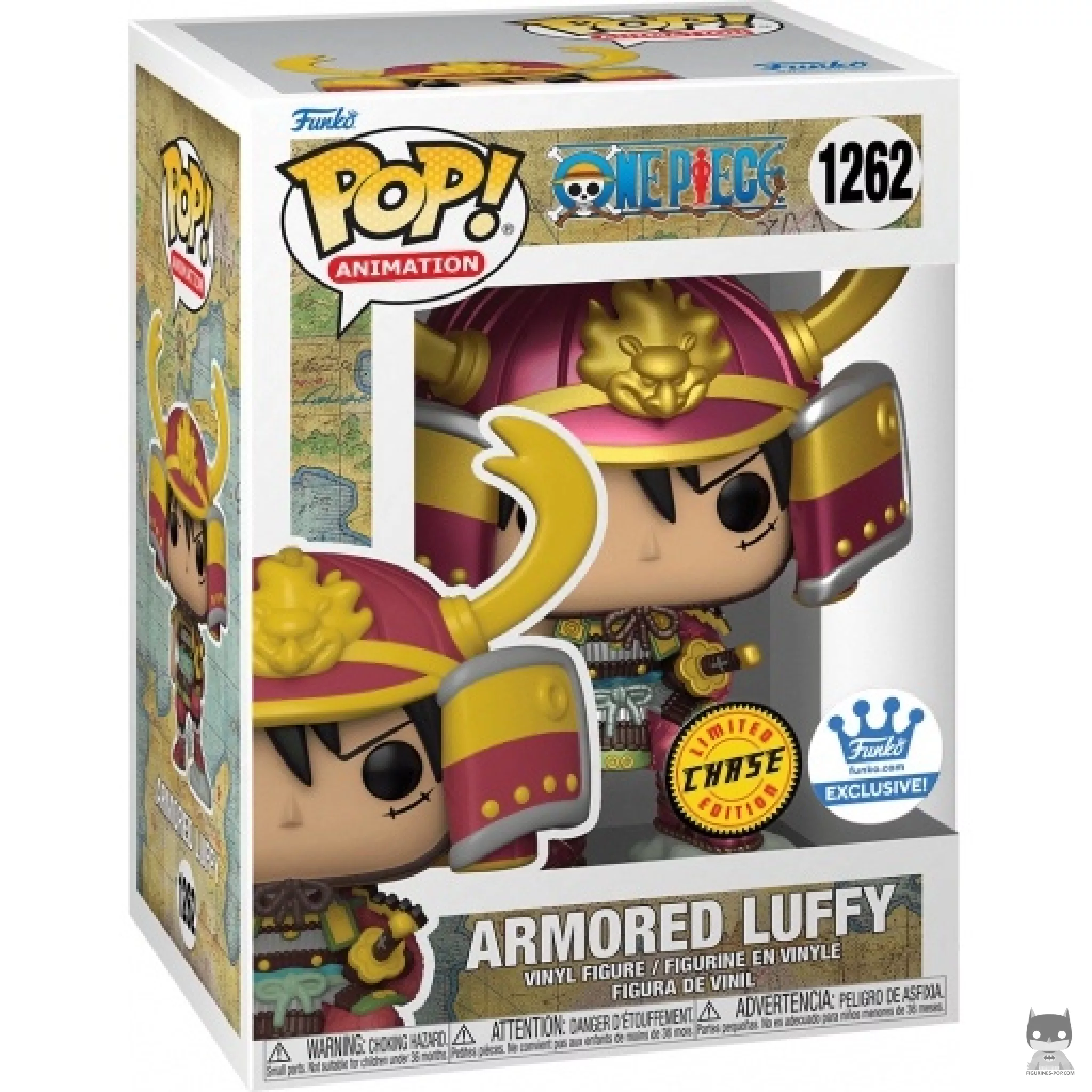 Figurine Funko POP Luffy en Armure (Chase & Metallic) avec boîte